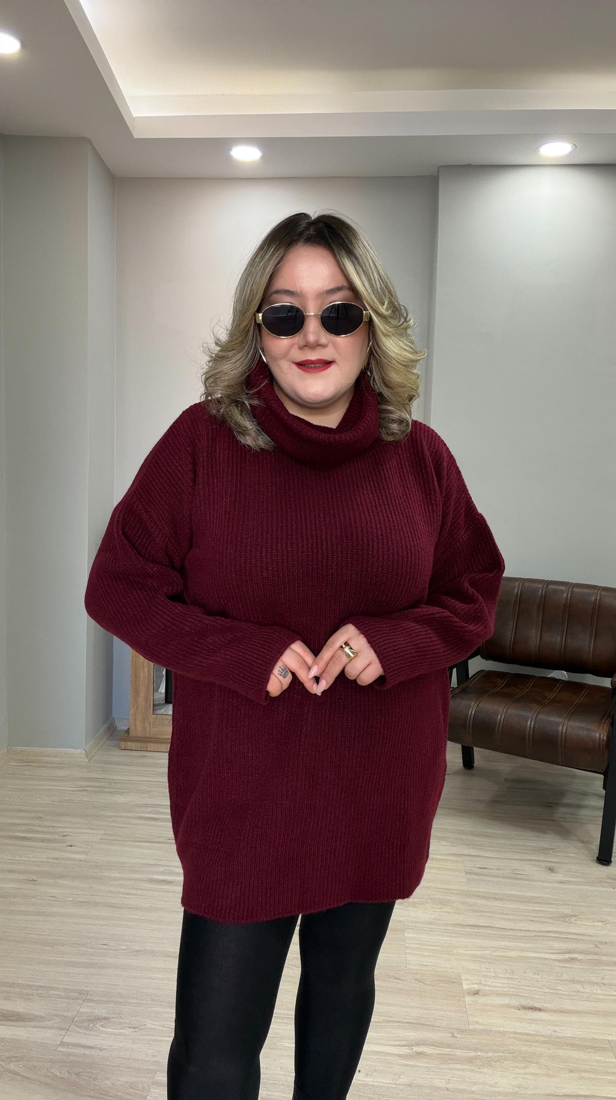DEGAJE YAKA TUNİK KAZAK BORDO