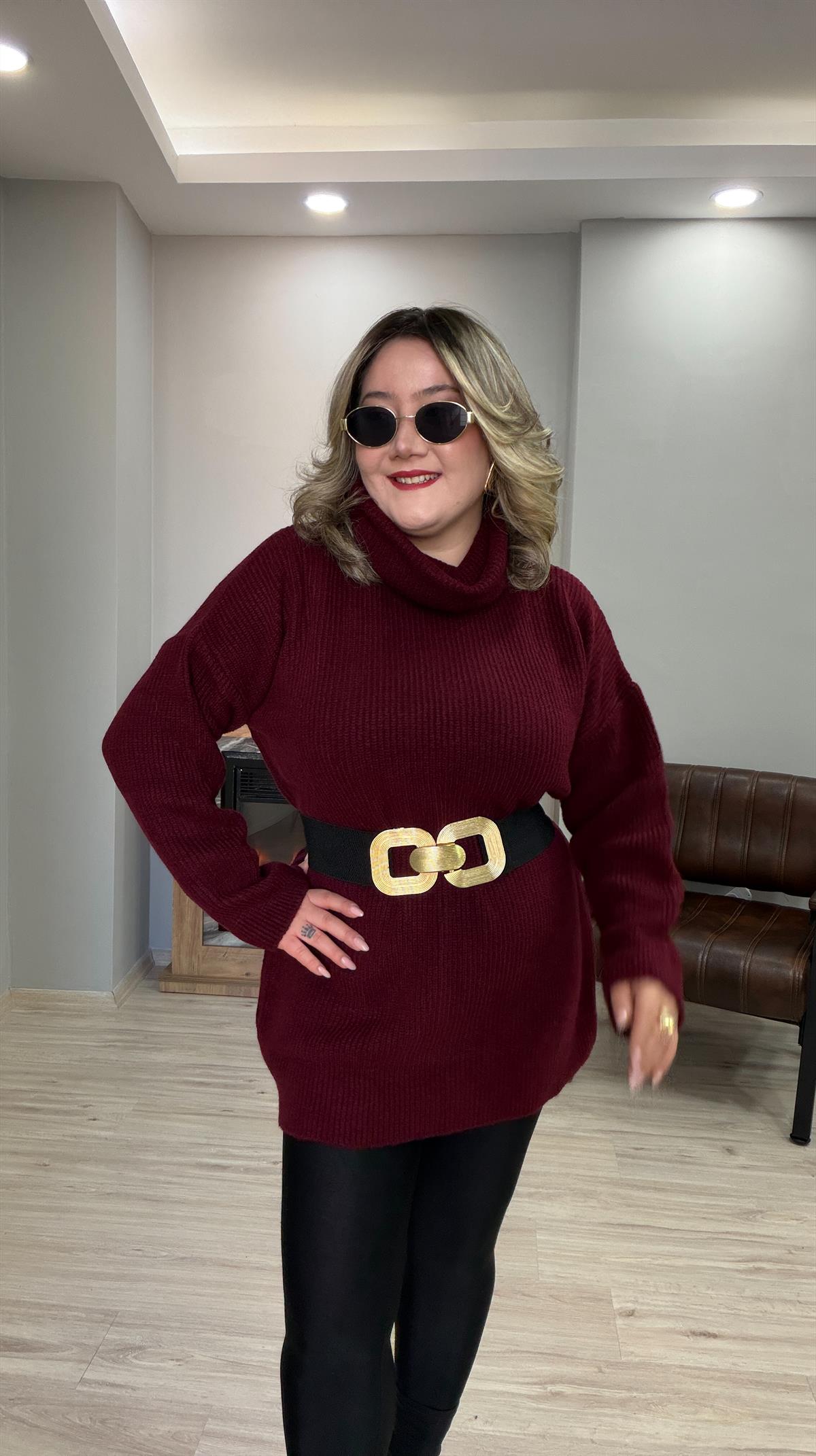 DEGAJE YAKA TUNİK KAZAK BORDO