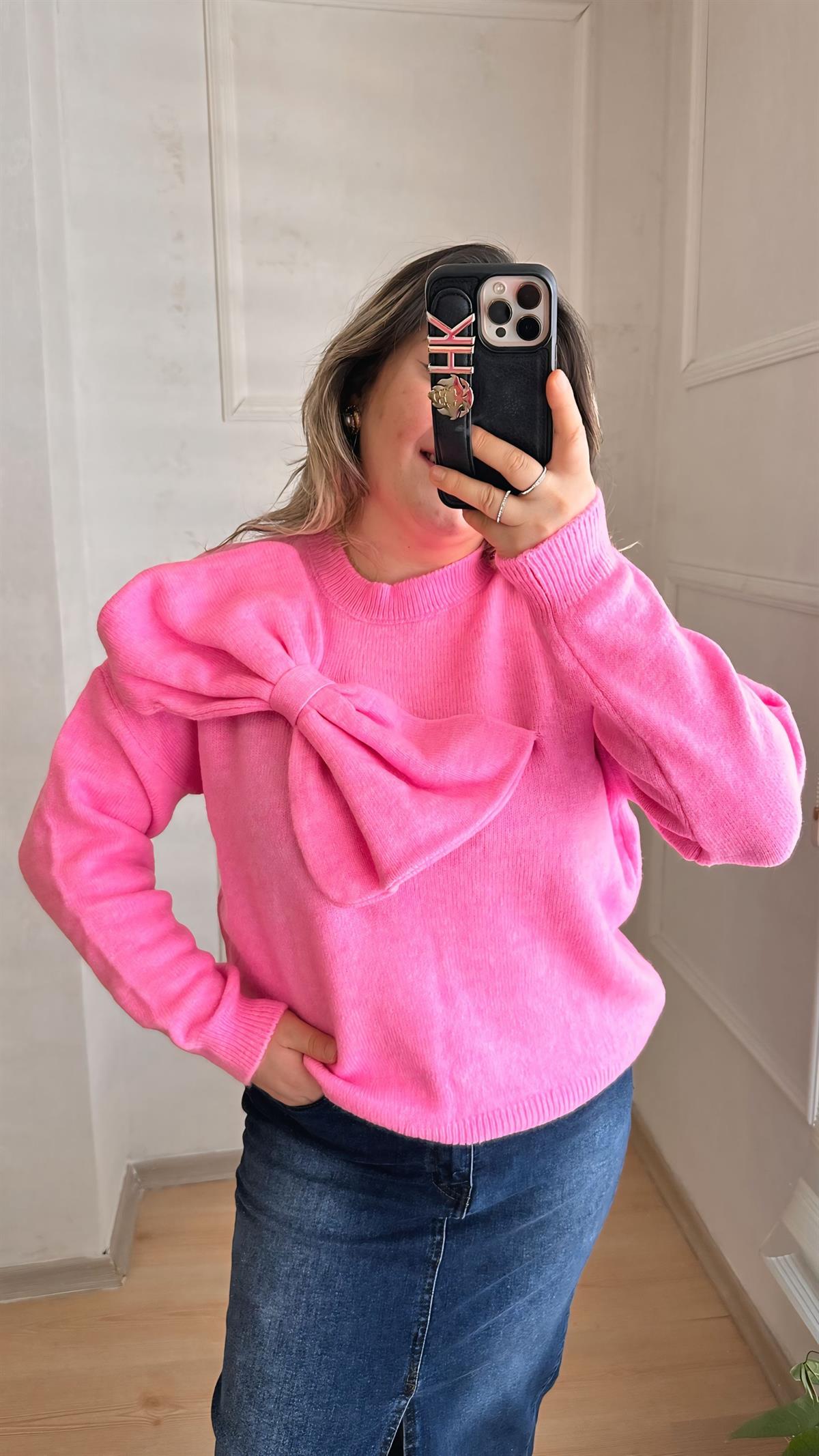 FİYONKLU TRİKO KAZAK PEMBE