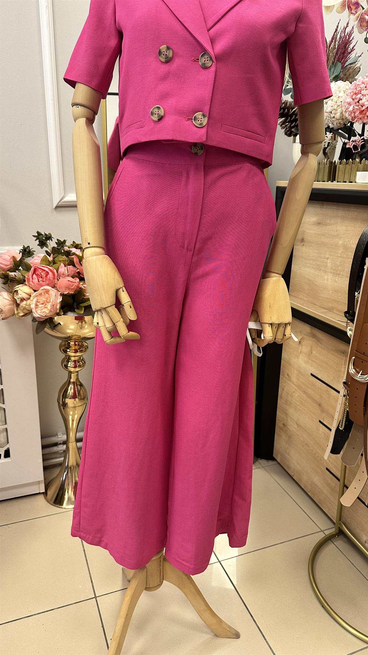 FUŞYA CROP CEKETLİ KETEN TAKIM