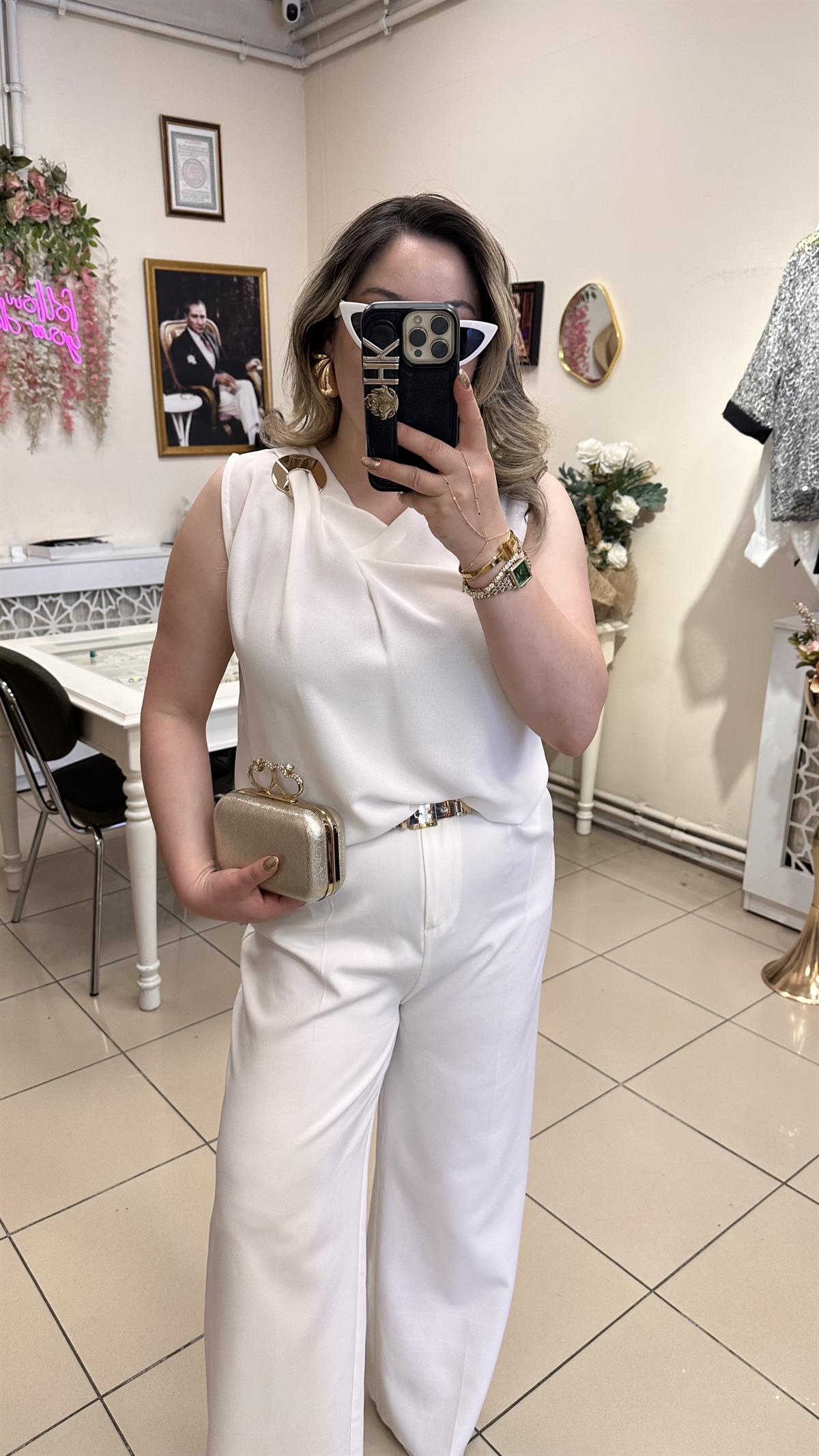GOLD TOKALI ŞIK BLUZ EKRU