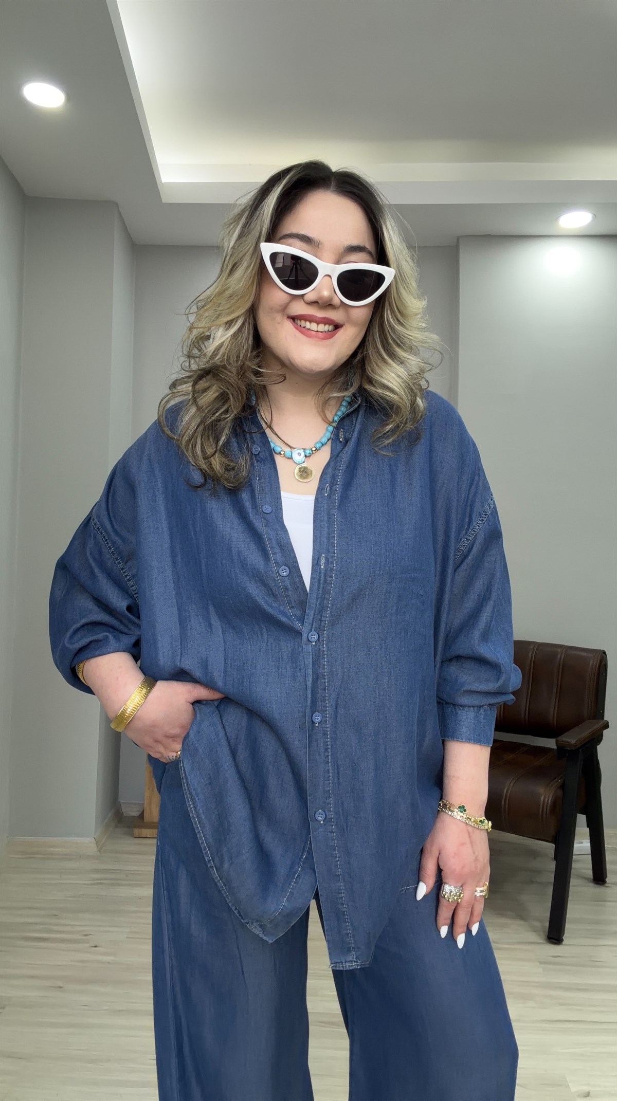 GÖMLEKLİ JEAN TAKIM LACİVERT