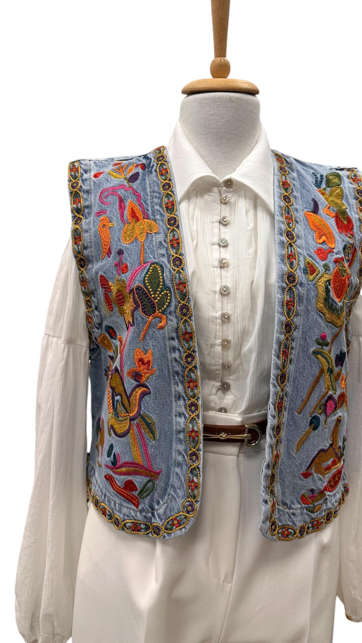 İŞLEME DETAYLI JEAN YELEK