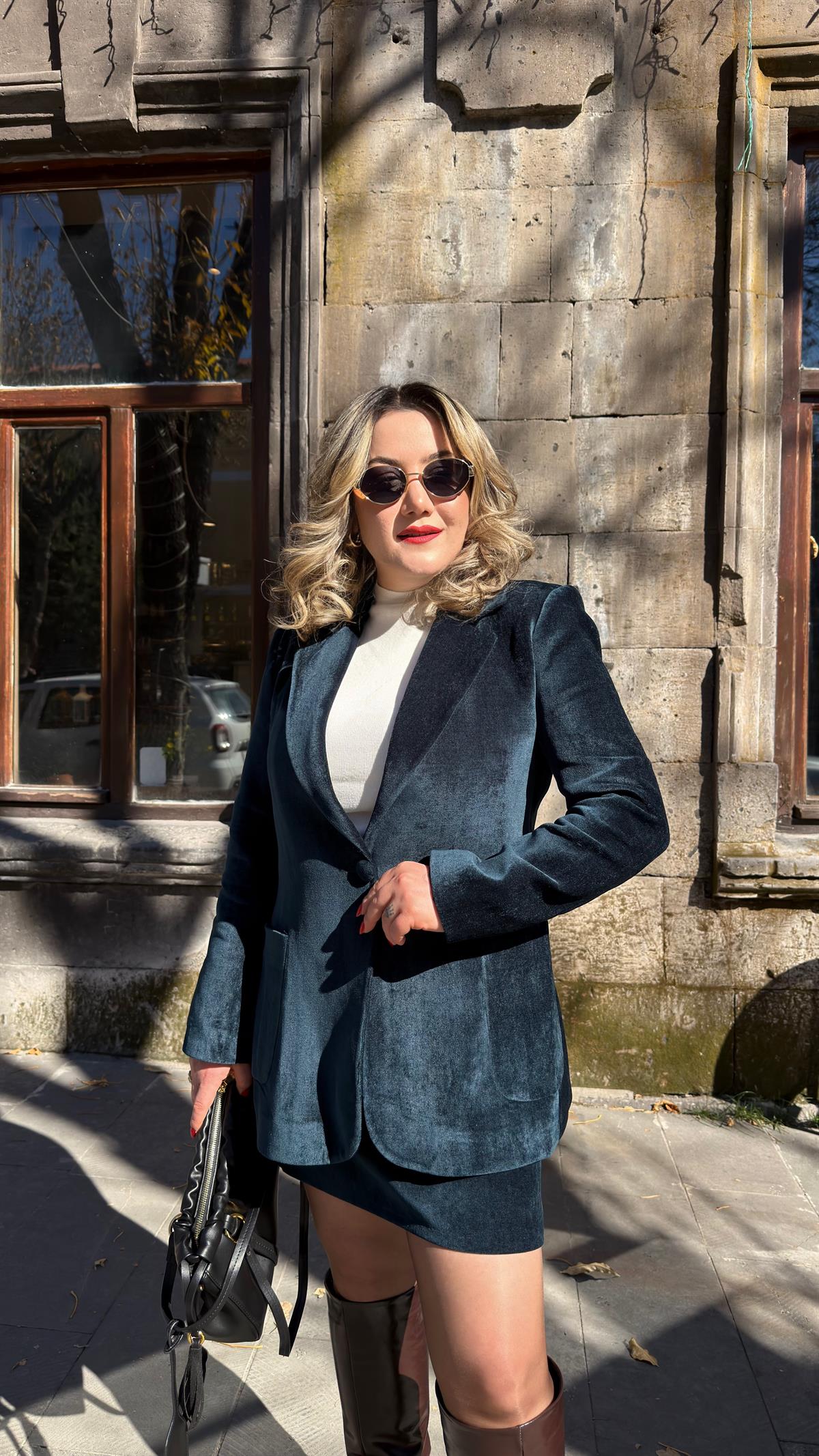 KADİFE BLAZER CEKET PETROL YEŞİL 