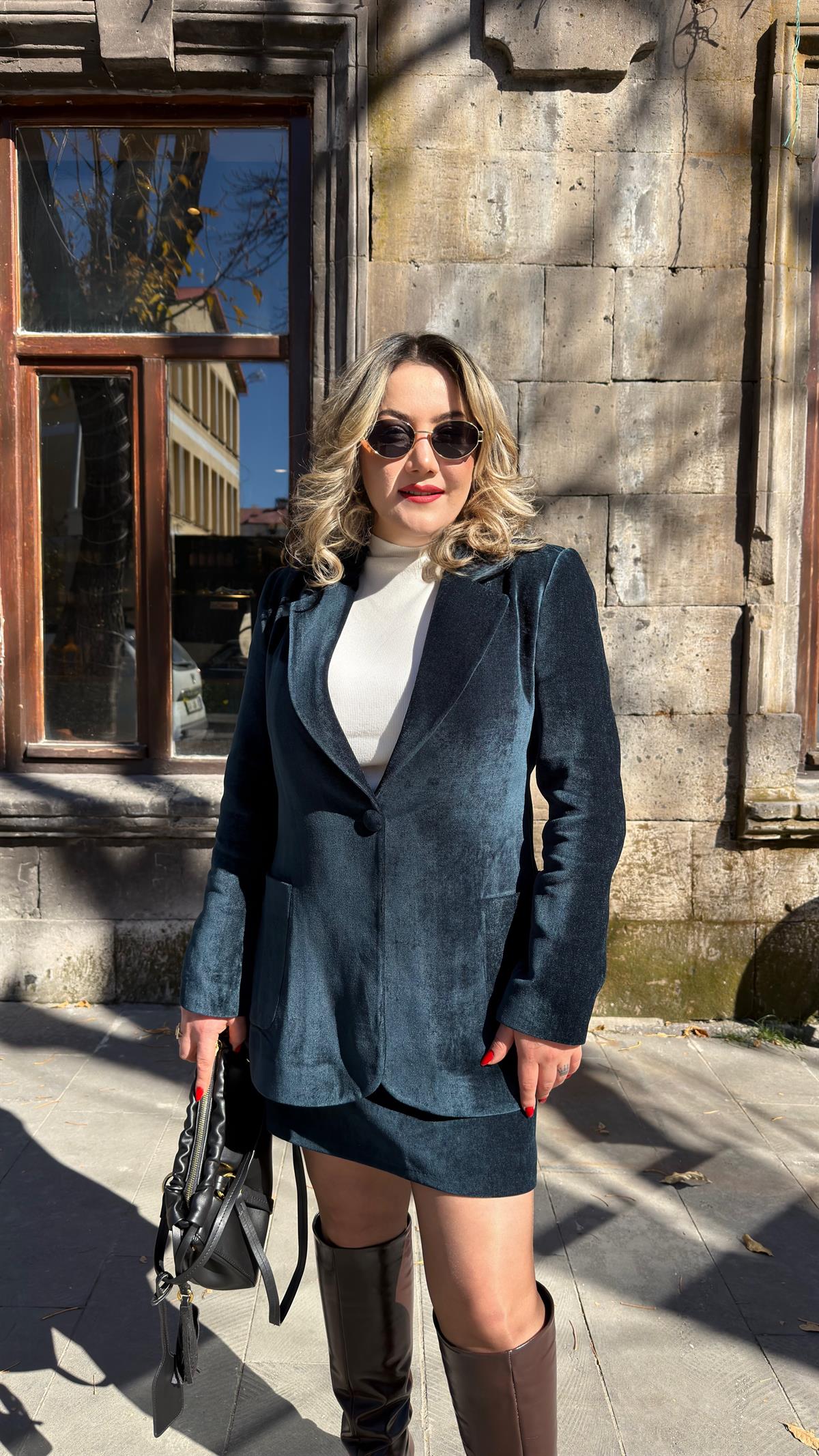 KADİFE BLAZER CEKET PETROL YEŞİL 