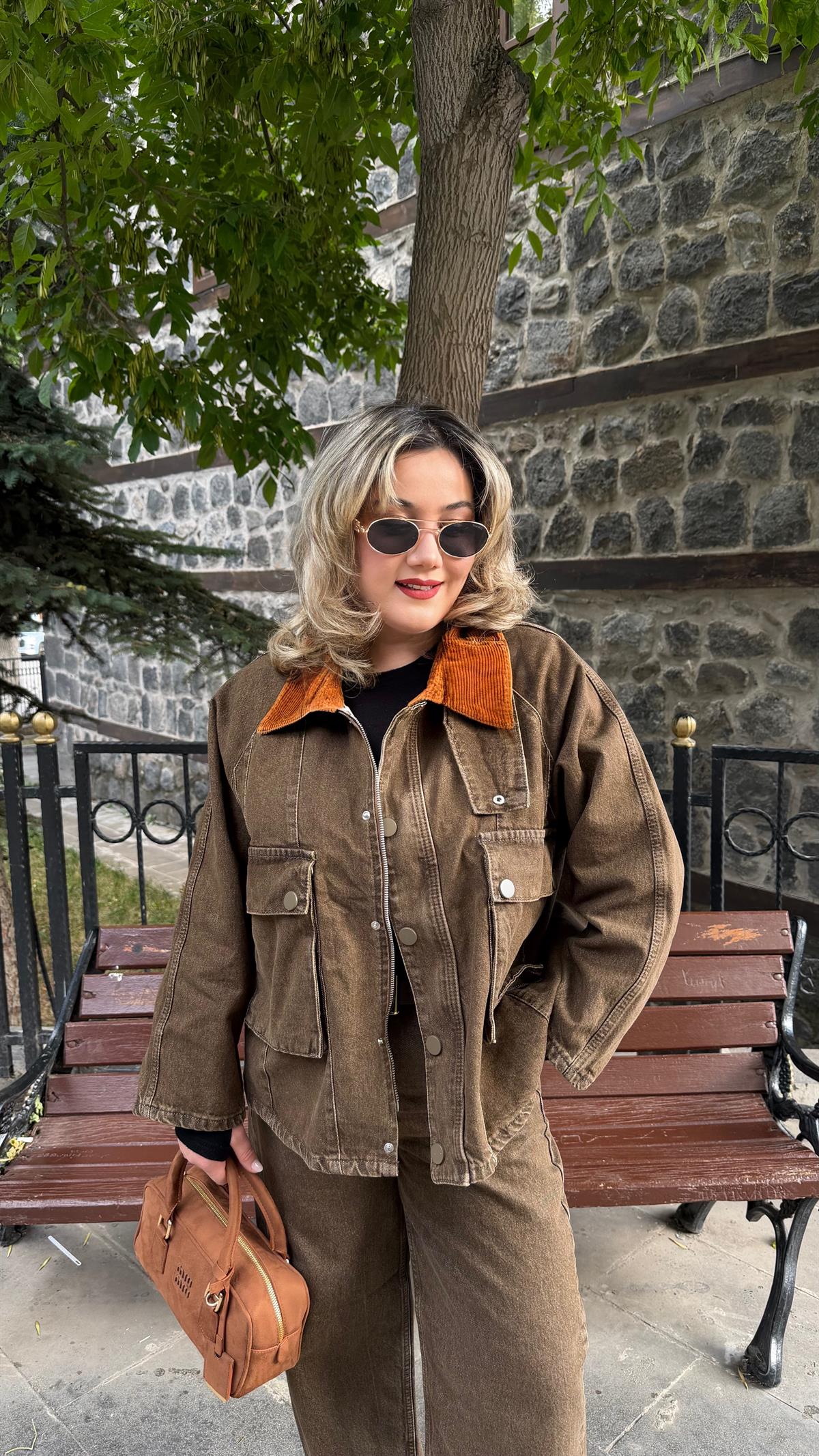 KADİFE YAKA ESKİTME CEKET