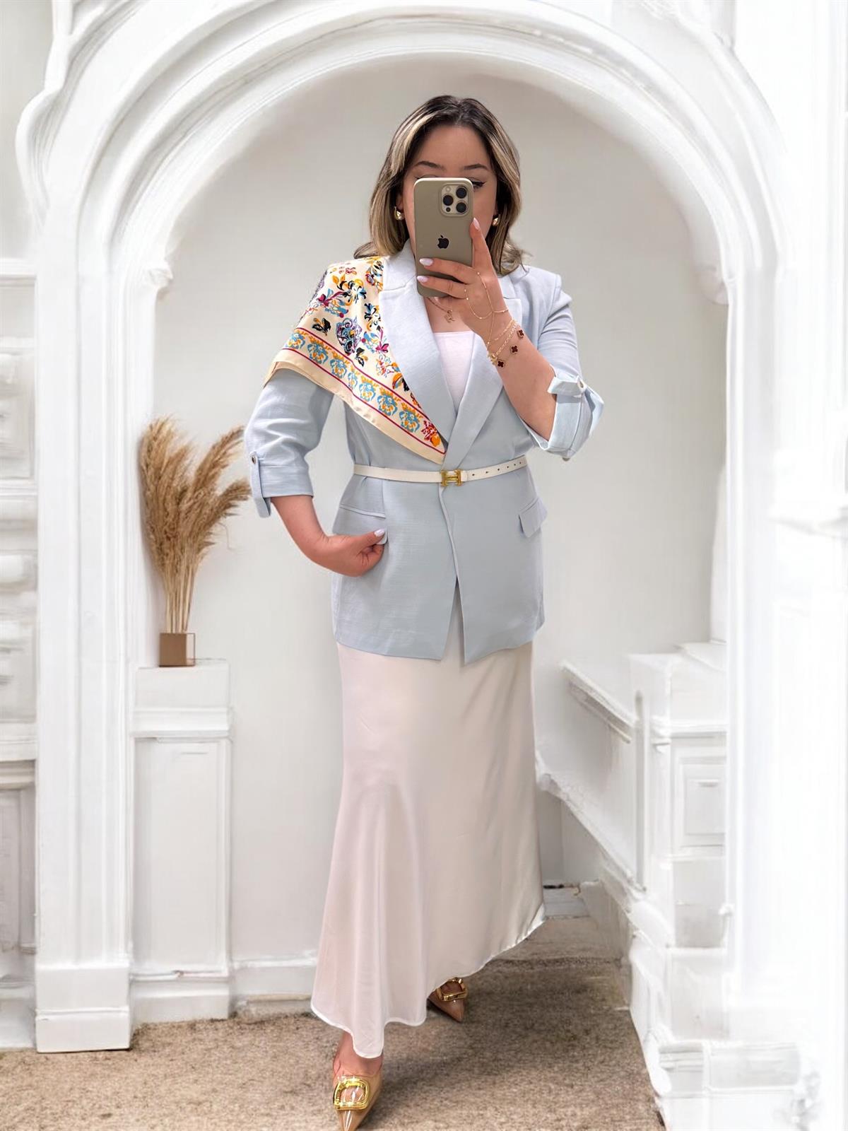 KATLAMALI KOL DETAYLI BLAZER BEBE MAVİ