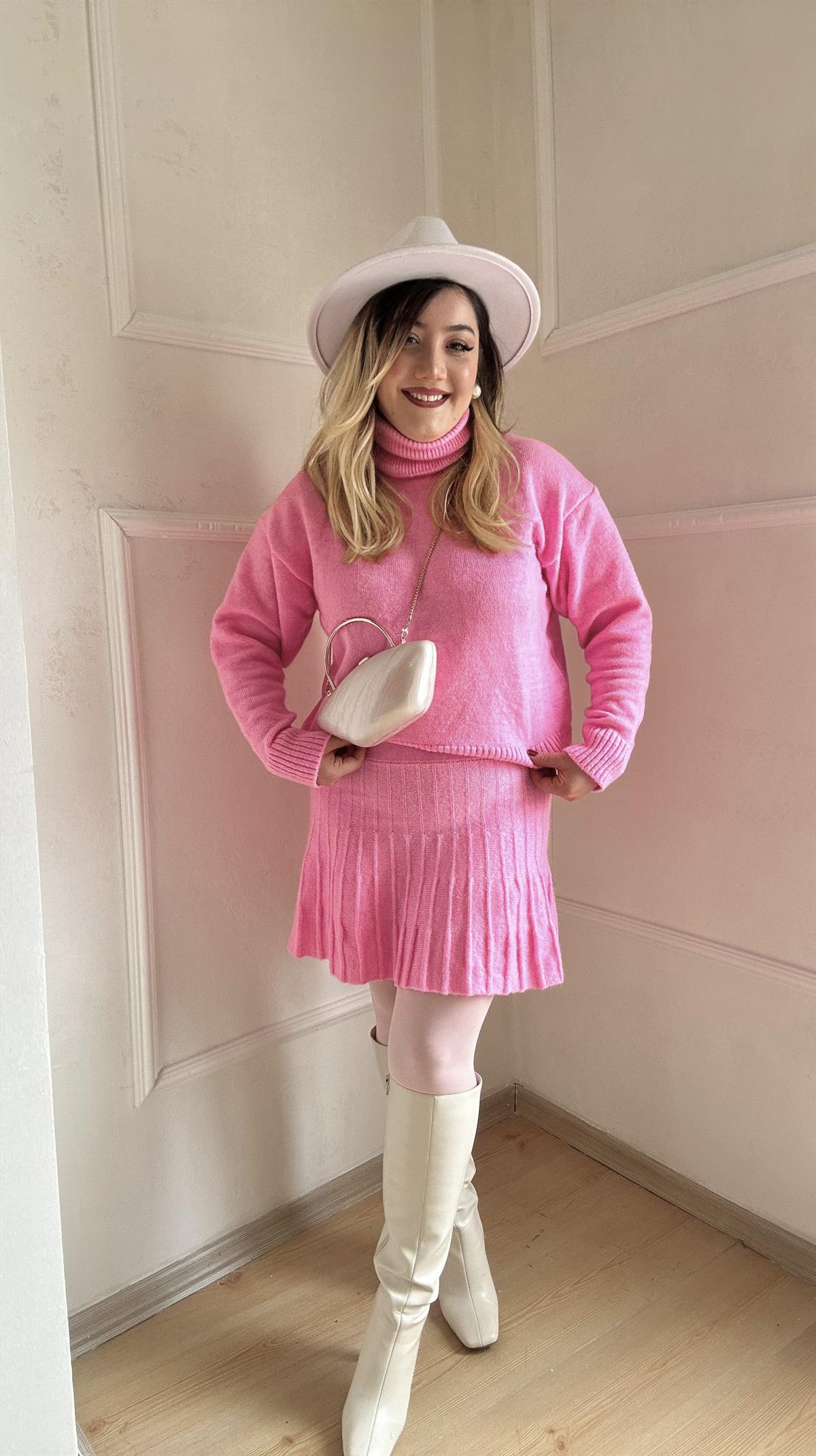 Kazak etek ikili takım pembe