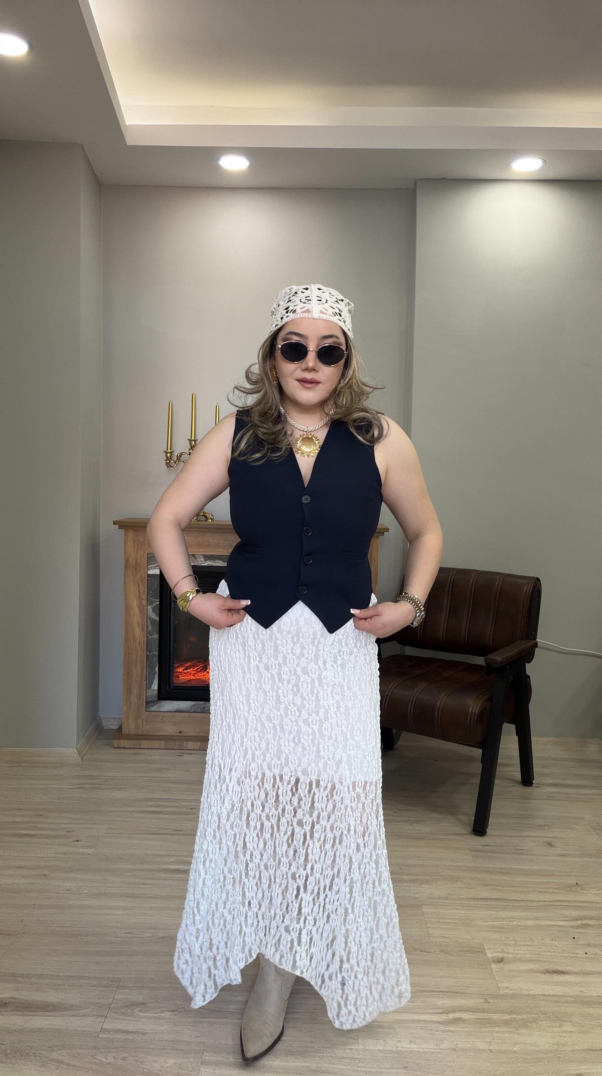 KEMER DETAYLI CEPKEN YELEK LACİVERT