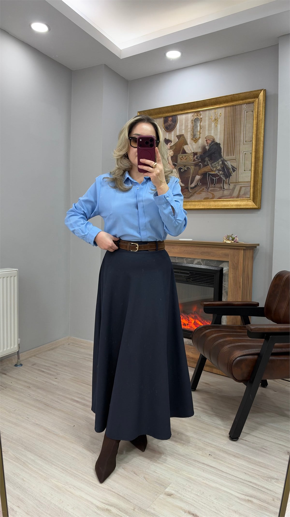 KEMERLİ ÇAN ETEK LACİVERT