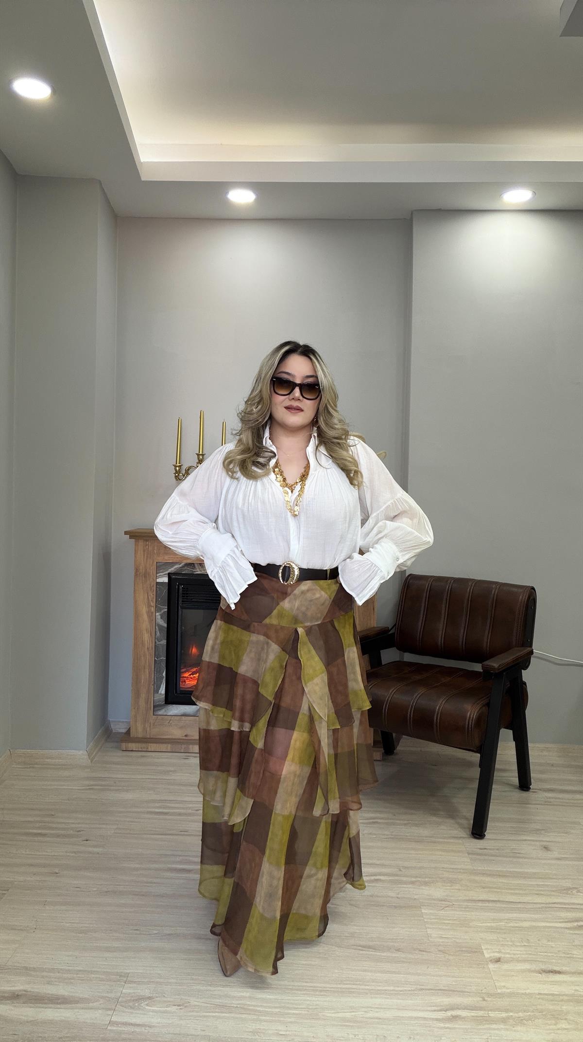 KEMERLİ VOLANLI ETEK HAKİ