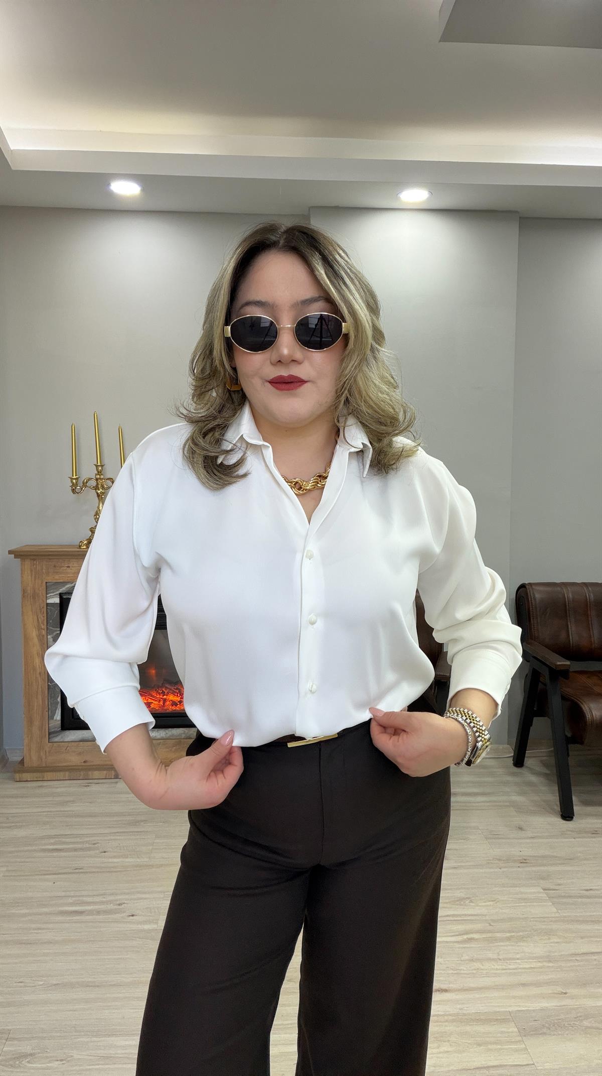 KLASİK SATEN GÖMLEK EKRU