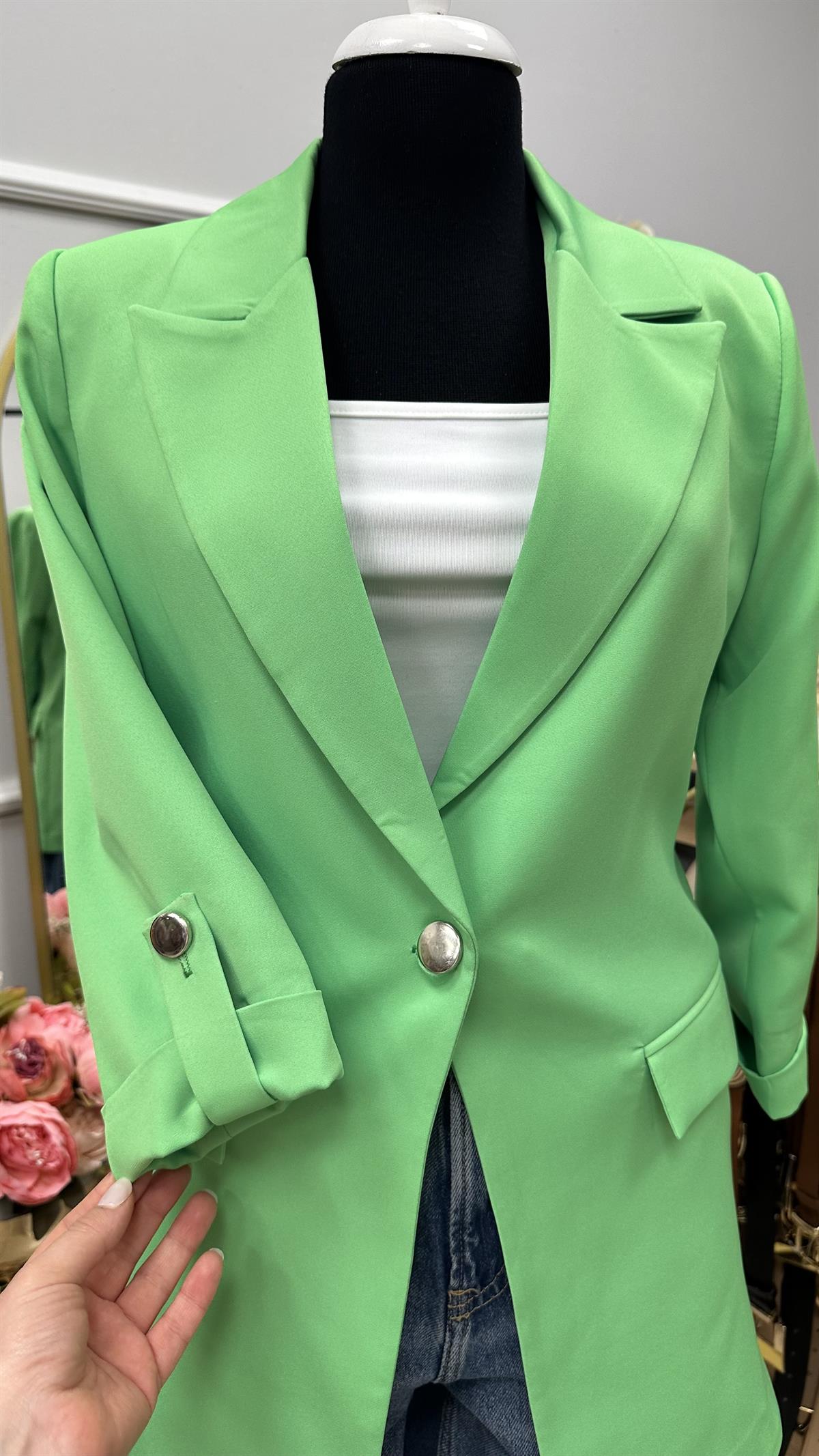 KOL DÜĞME DETAYLI BLAZER CEKET FISTIK YEŞİL