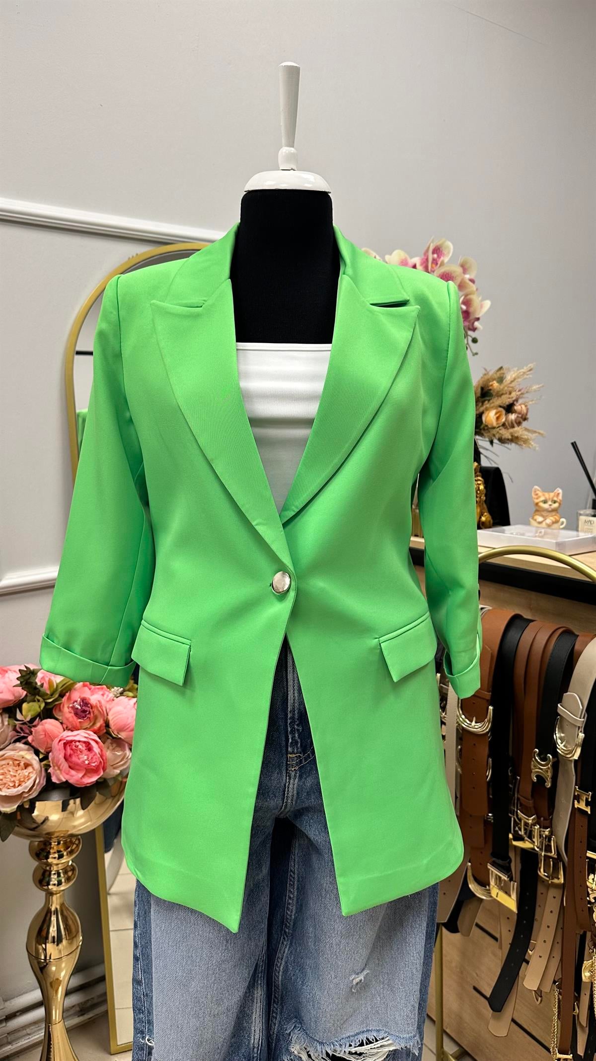 KOL DÜĞME DETAYLI BLAZER CEKET FISTIK YEŞİL