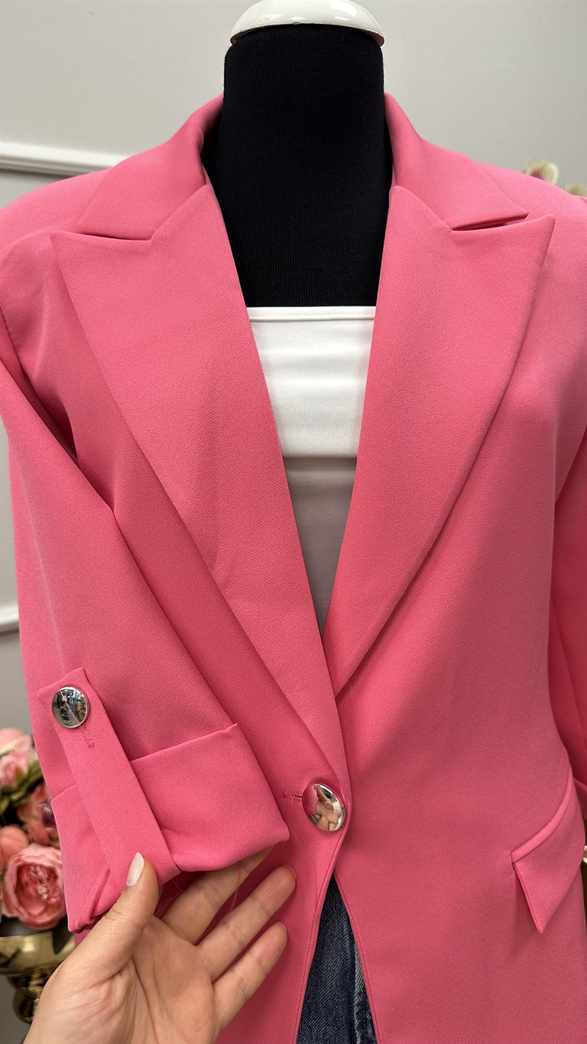 KOL DÜĞME DETAYLI BLAZER CEKET PEMBE