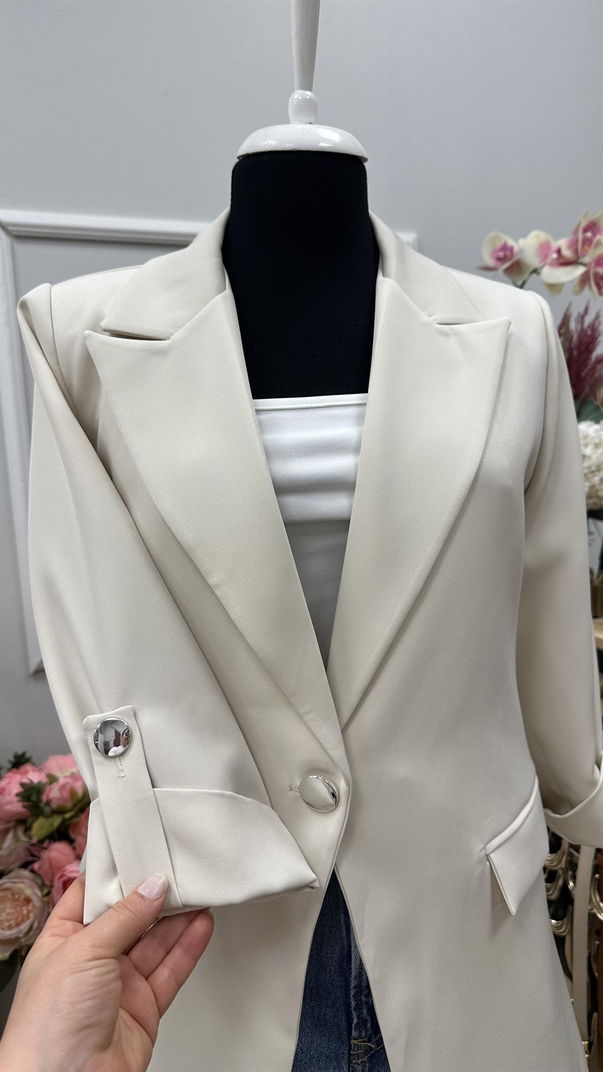 KOL DÜĞME DETAYLI BLAZER CEKET TAŞ
