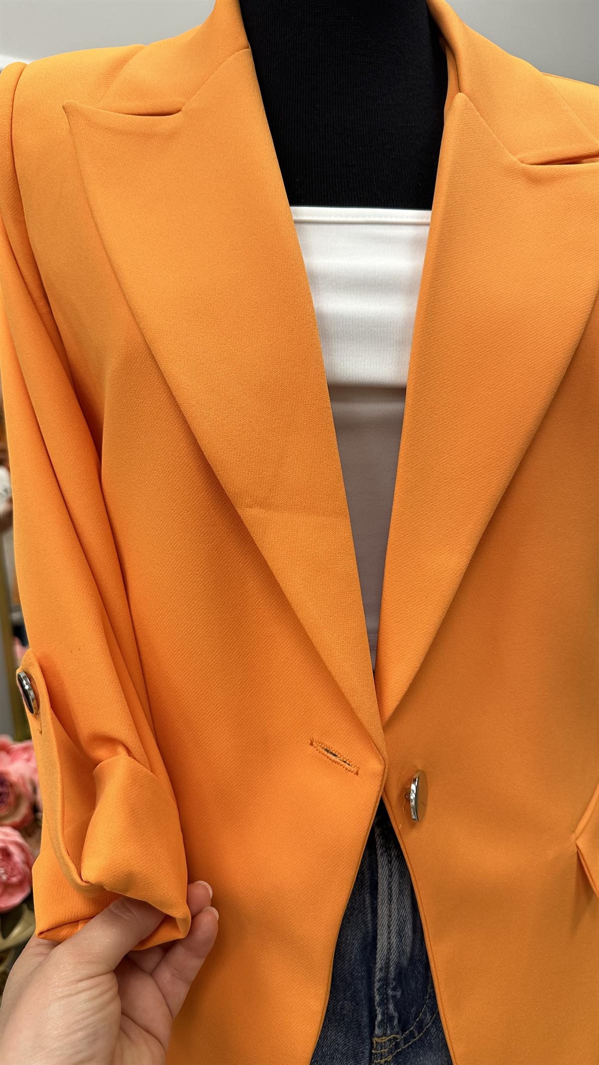 KOL DÜĞME DETAYLI BLAZER CEKET TURUNCU
