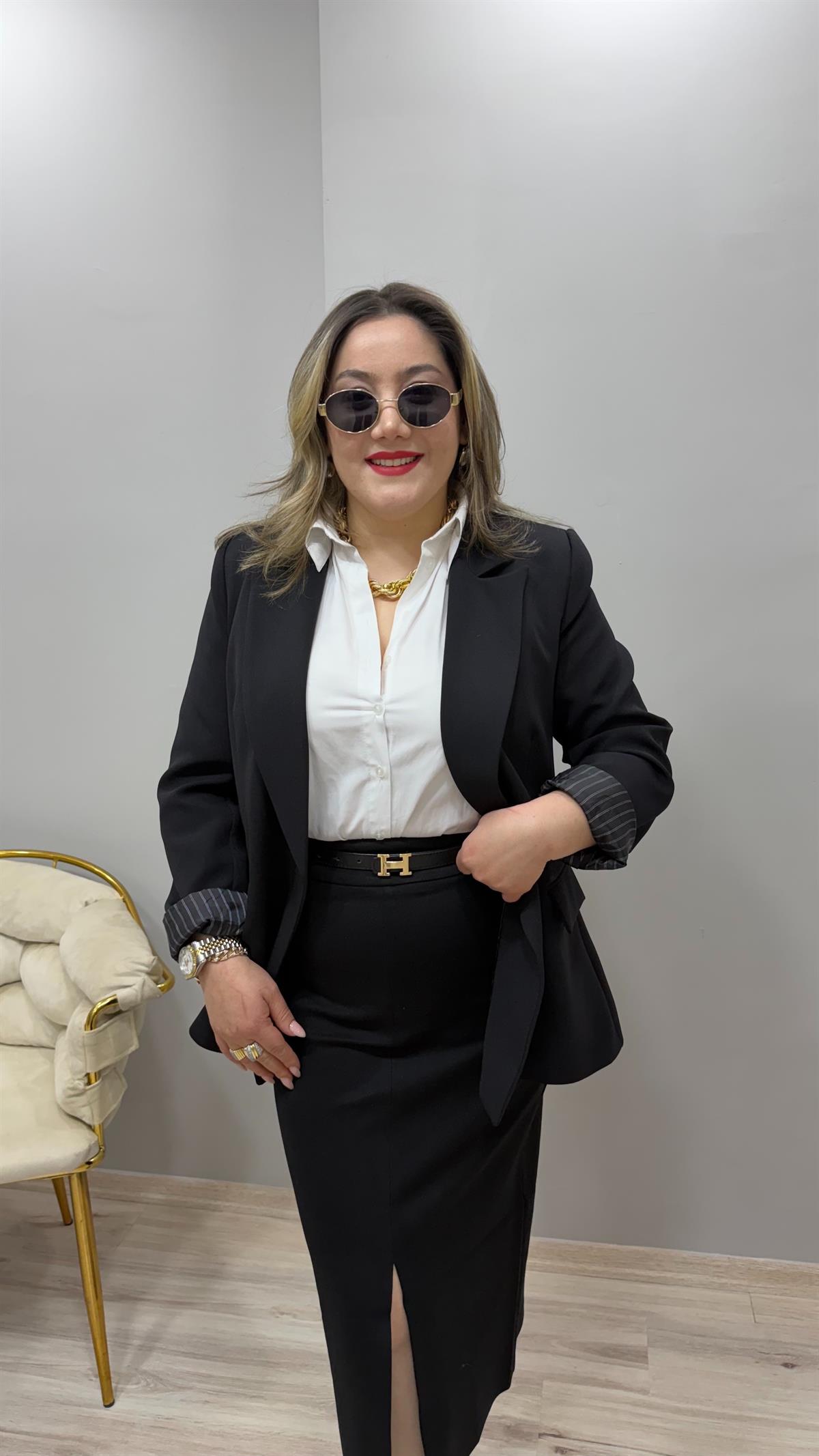 KOL KATLAMALI BLAZER CEKET SİYAH