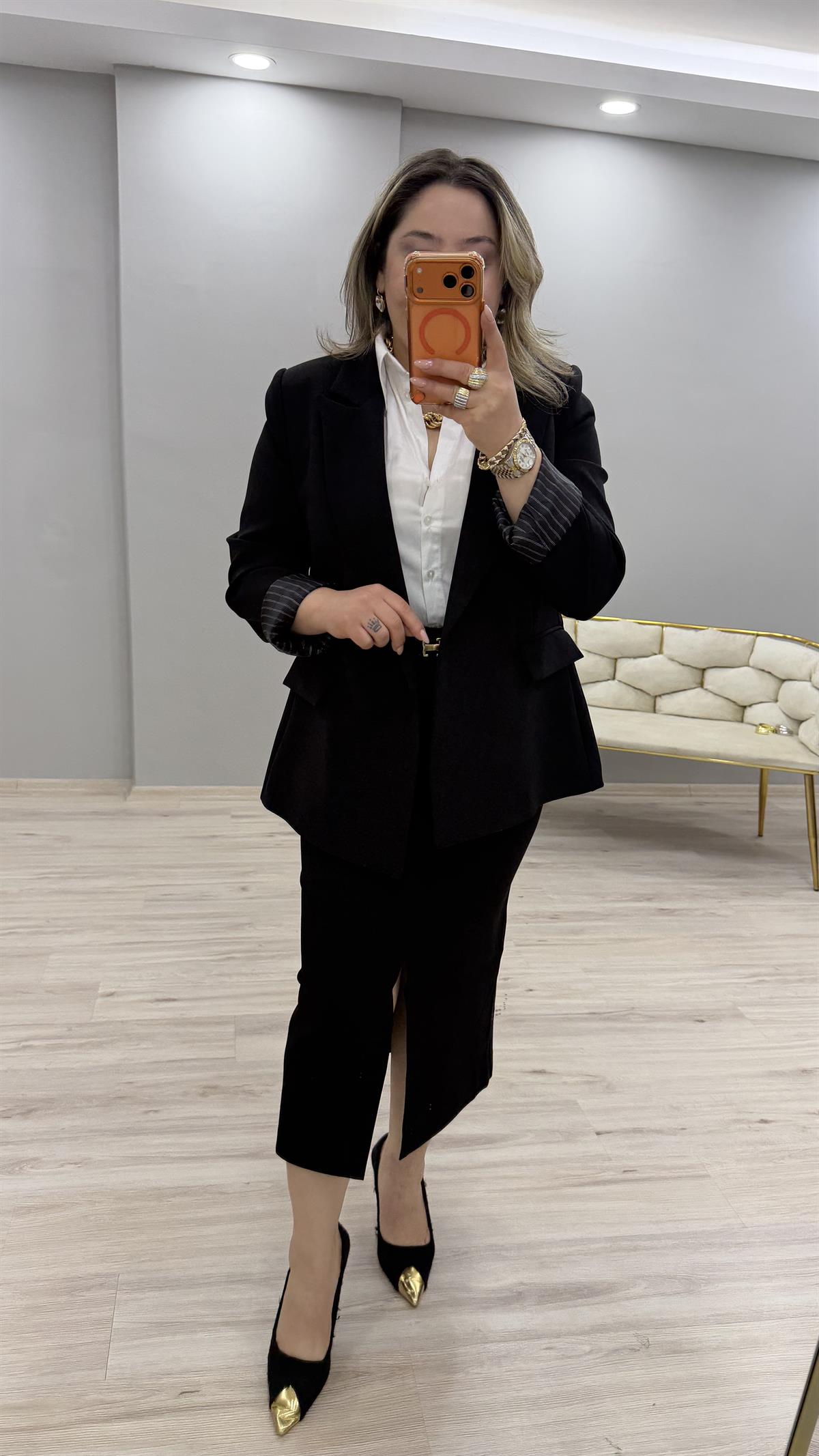 KOL KATLAMALI BLAZER CEKET SİYAH