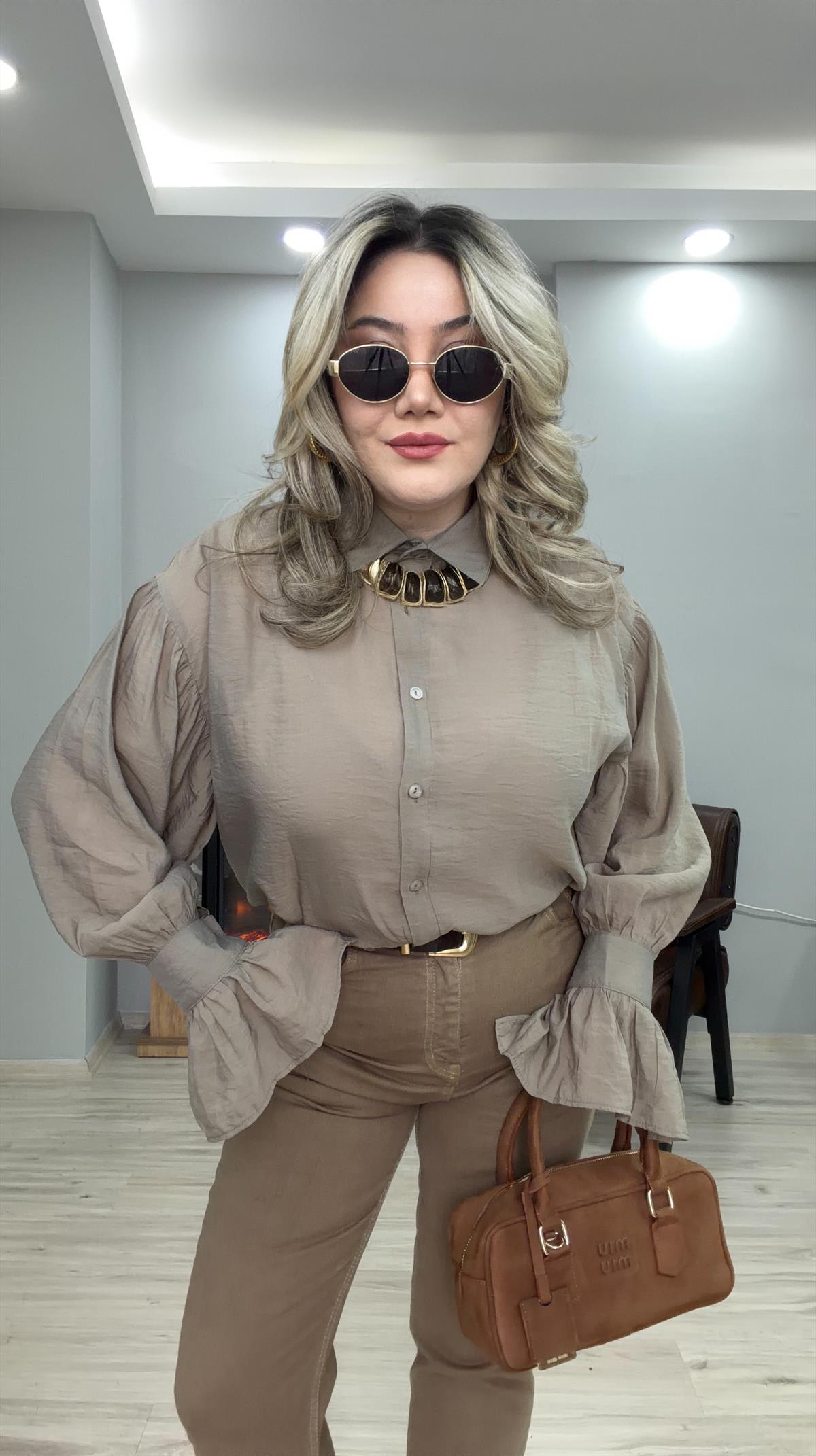KOLLARI VOLANLI VİZON GÖMLEK