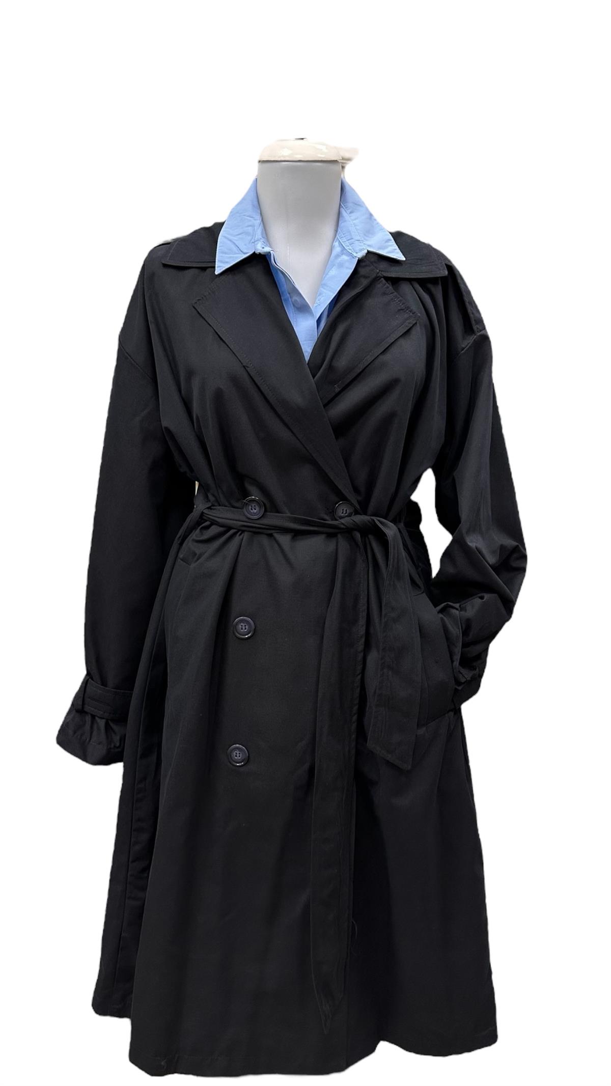 LACİVERT KUŞAKLI CEPLİ TRENÇKOT 