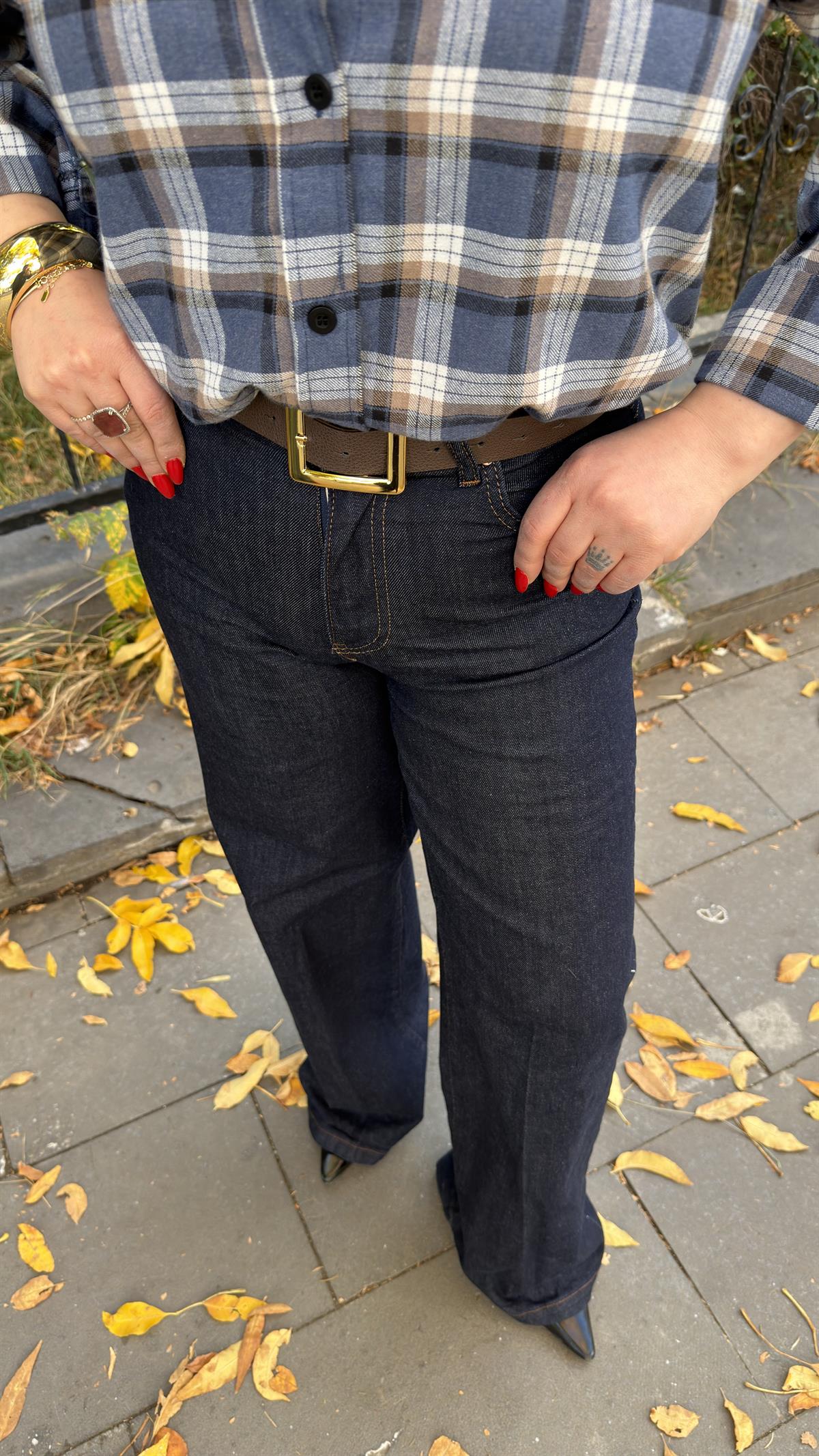 LACİVERT WİDE LEG JEAN 