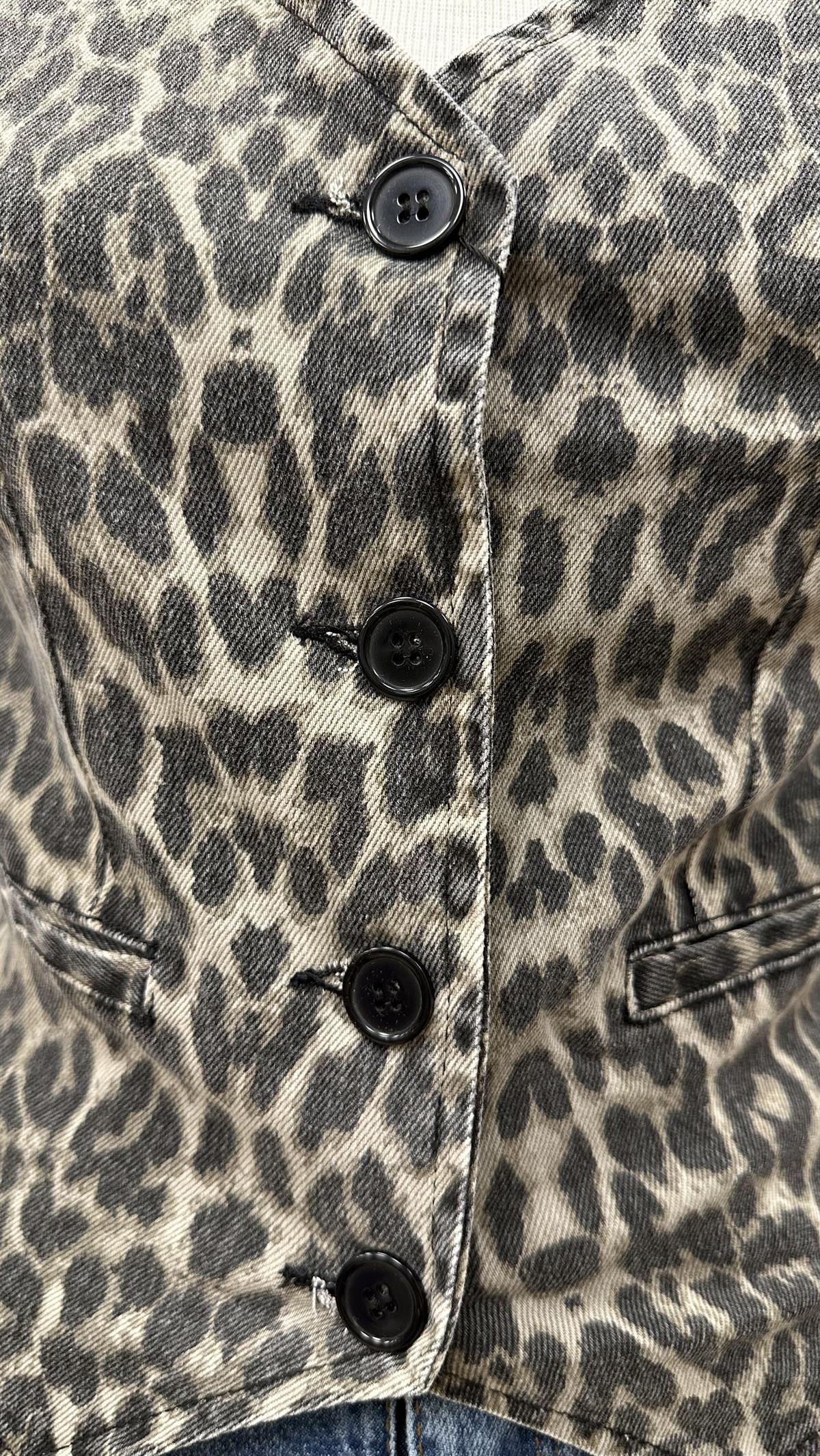 LEOPAR DESEN JEAN CEPKEN YELEK