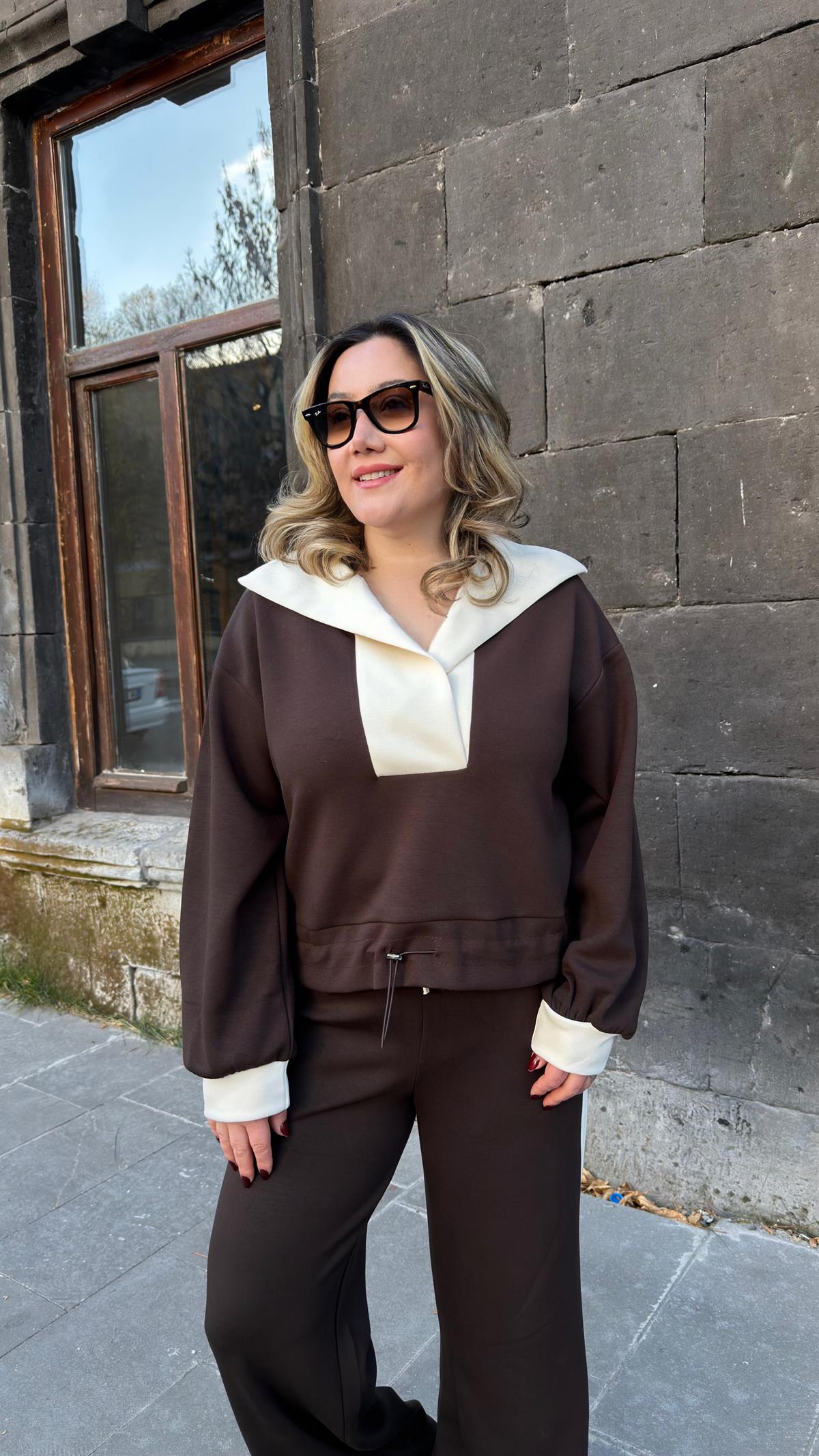 MODAL ŞAL YAKA EŞOFMAN TAKIMI KAHVE