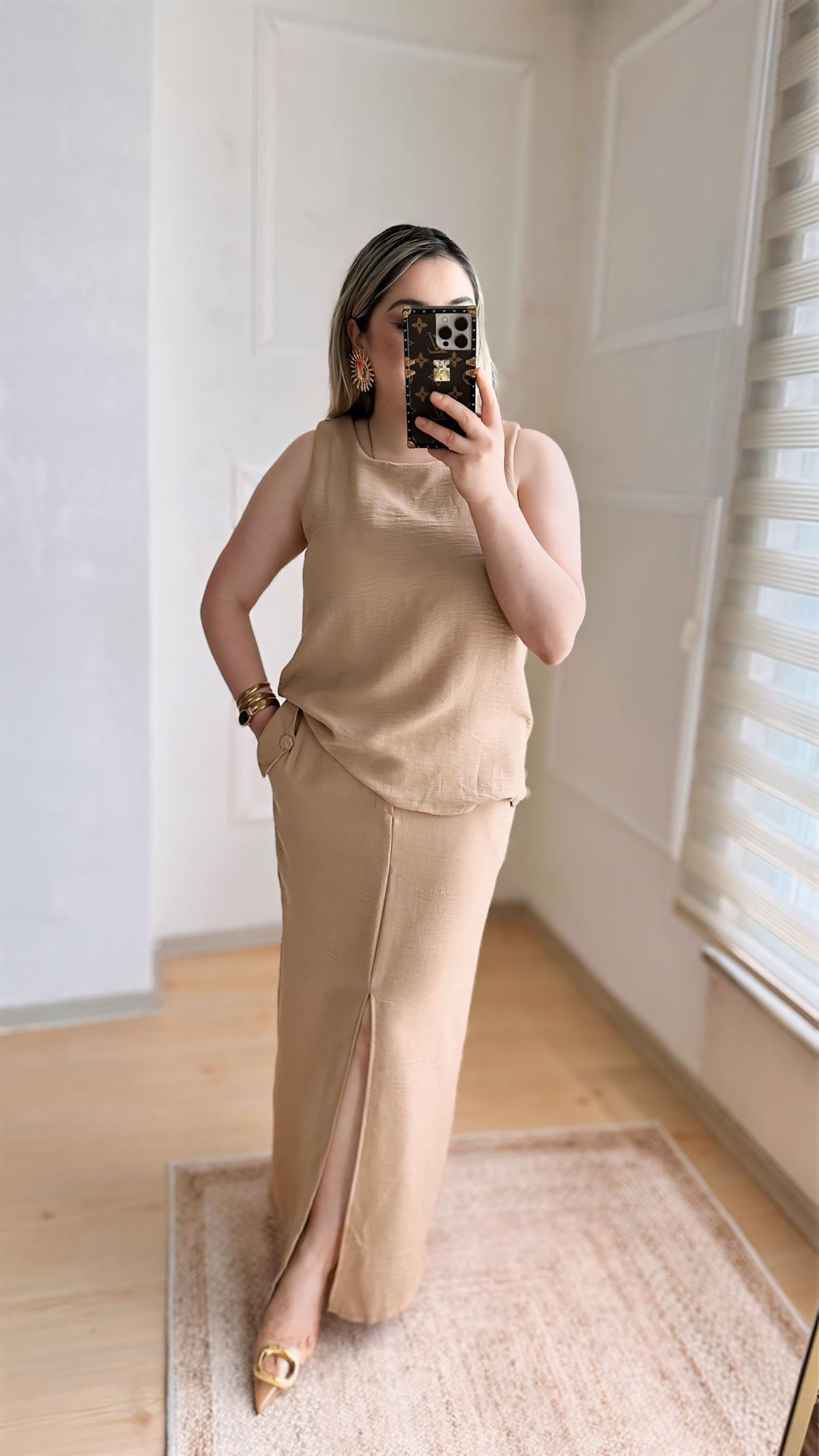 NUDE GOLD DÜĞMELİ İKİLİ TAKIM