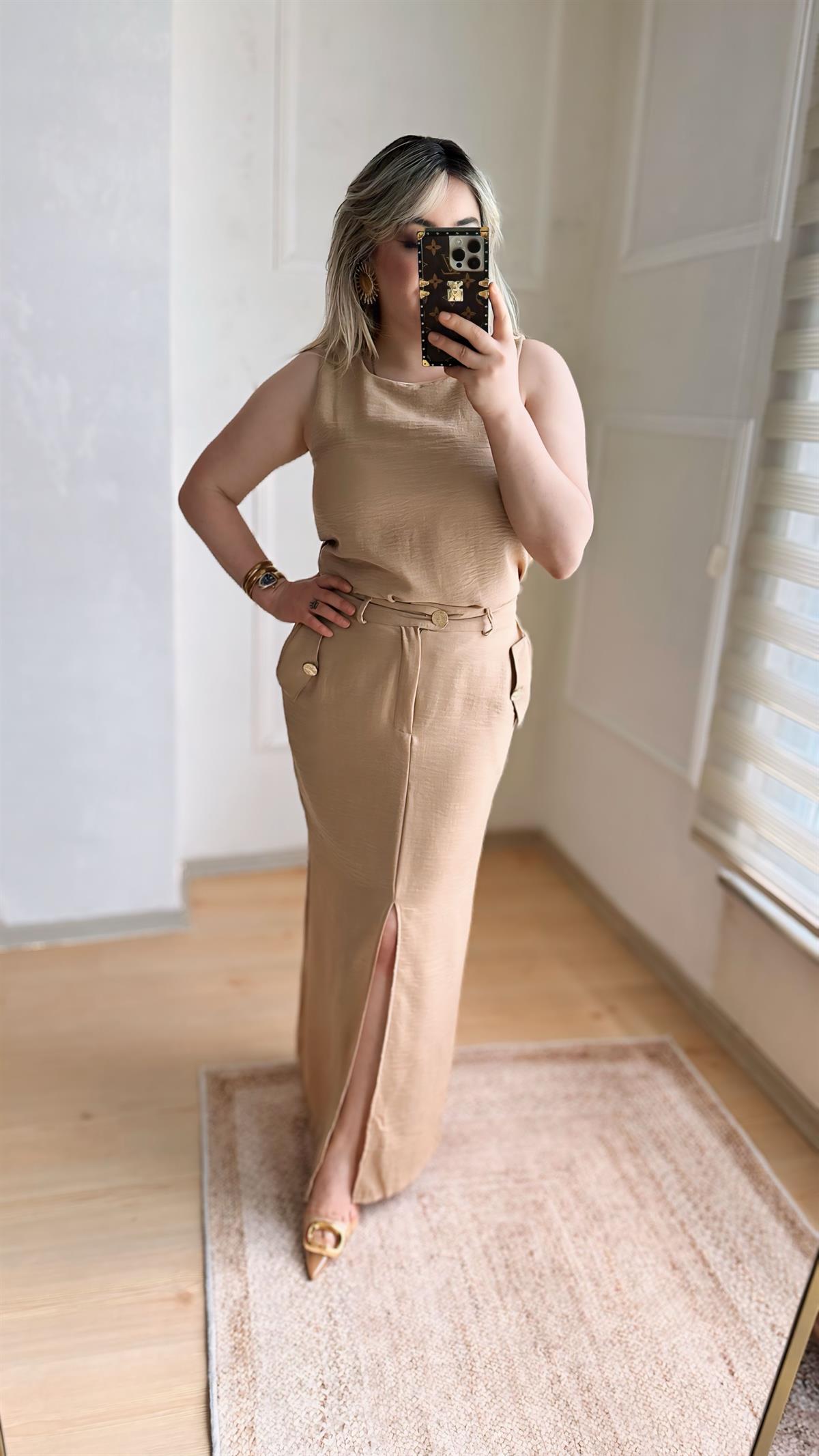 NUDE GOLD DÜĞMELİ İKİLİ TAKIM
