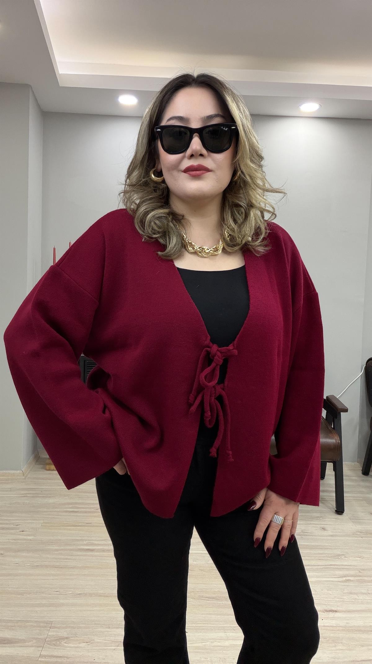 ÖNDEN BAĞCIKLI BOLERO HIRKA KIRMIZI
