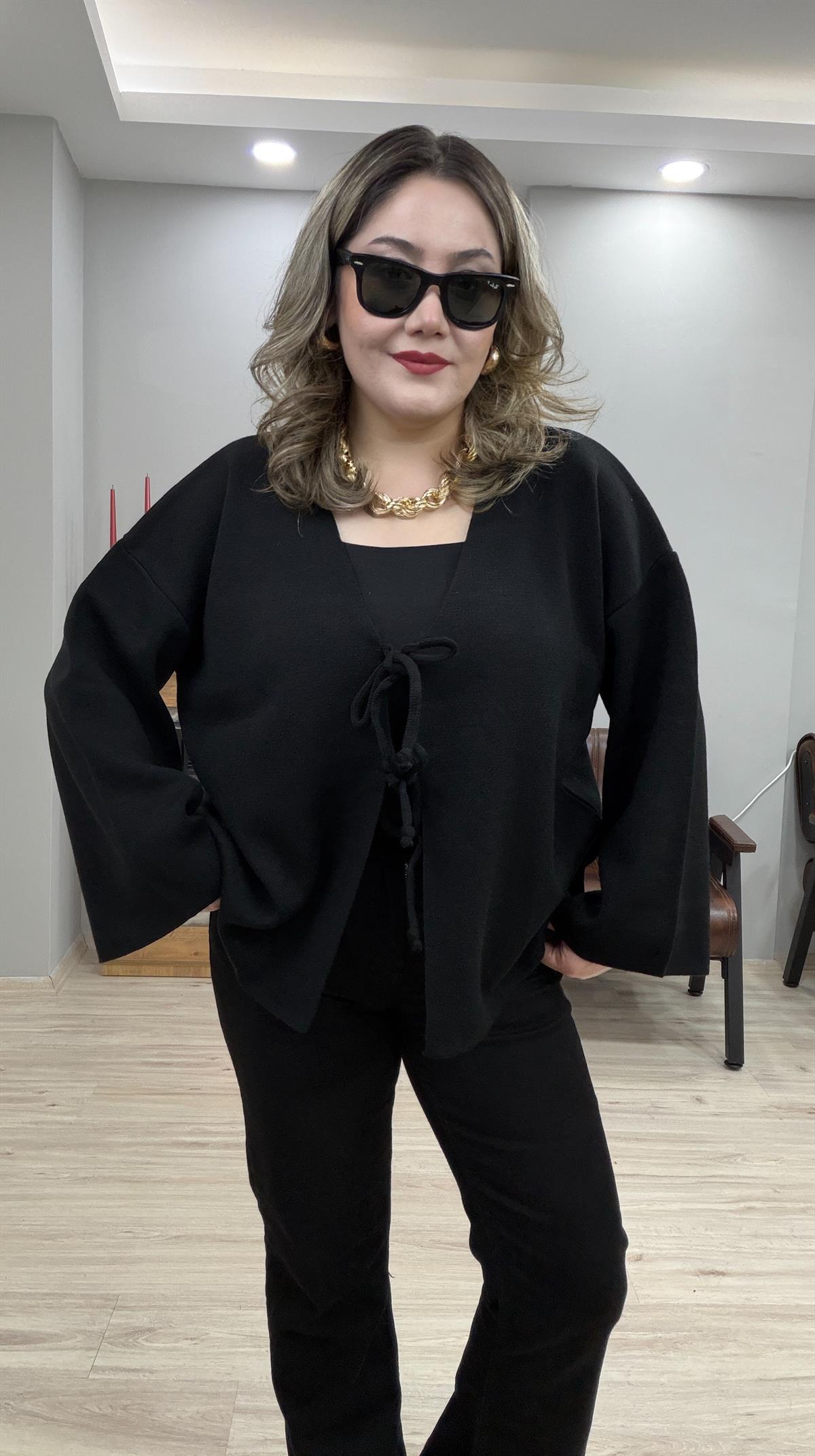 ÖNDEN BAĞCIKLI BOLERO HIRKA  SİYAH