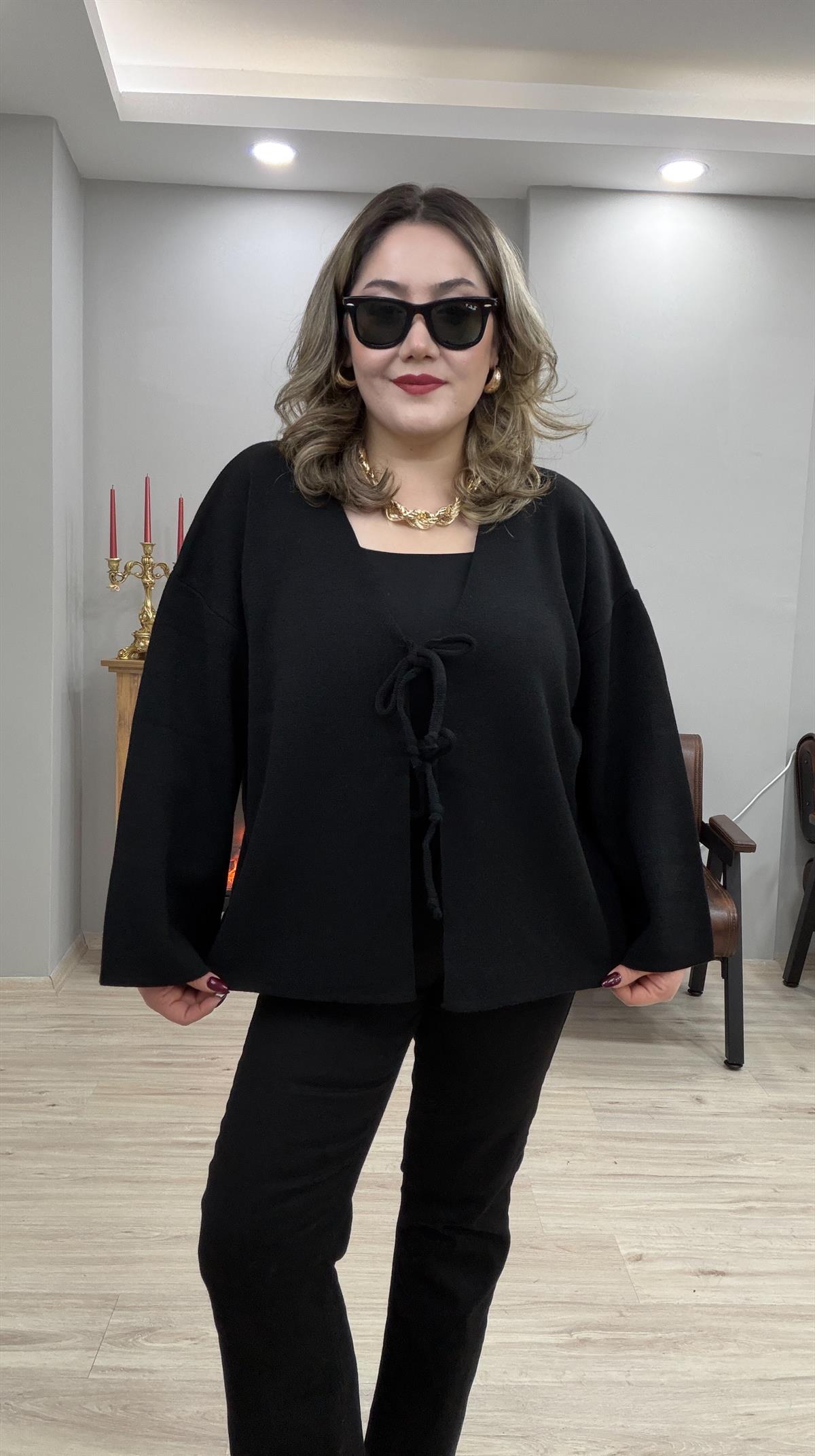 ÖNDEN BAĞCIKLI BOLERO HIRKA  SİYAH