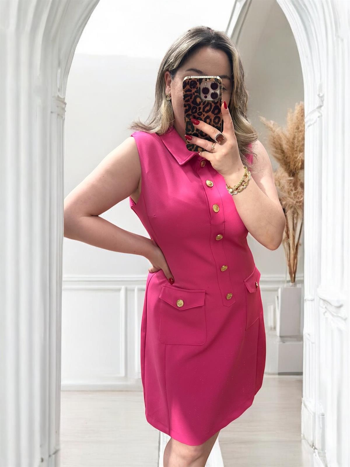 PEMBE KOLSUZ CEKET ELBİSE