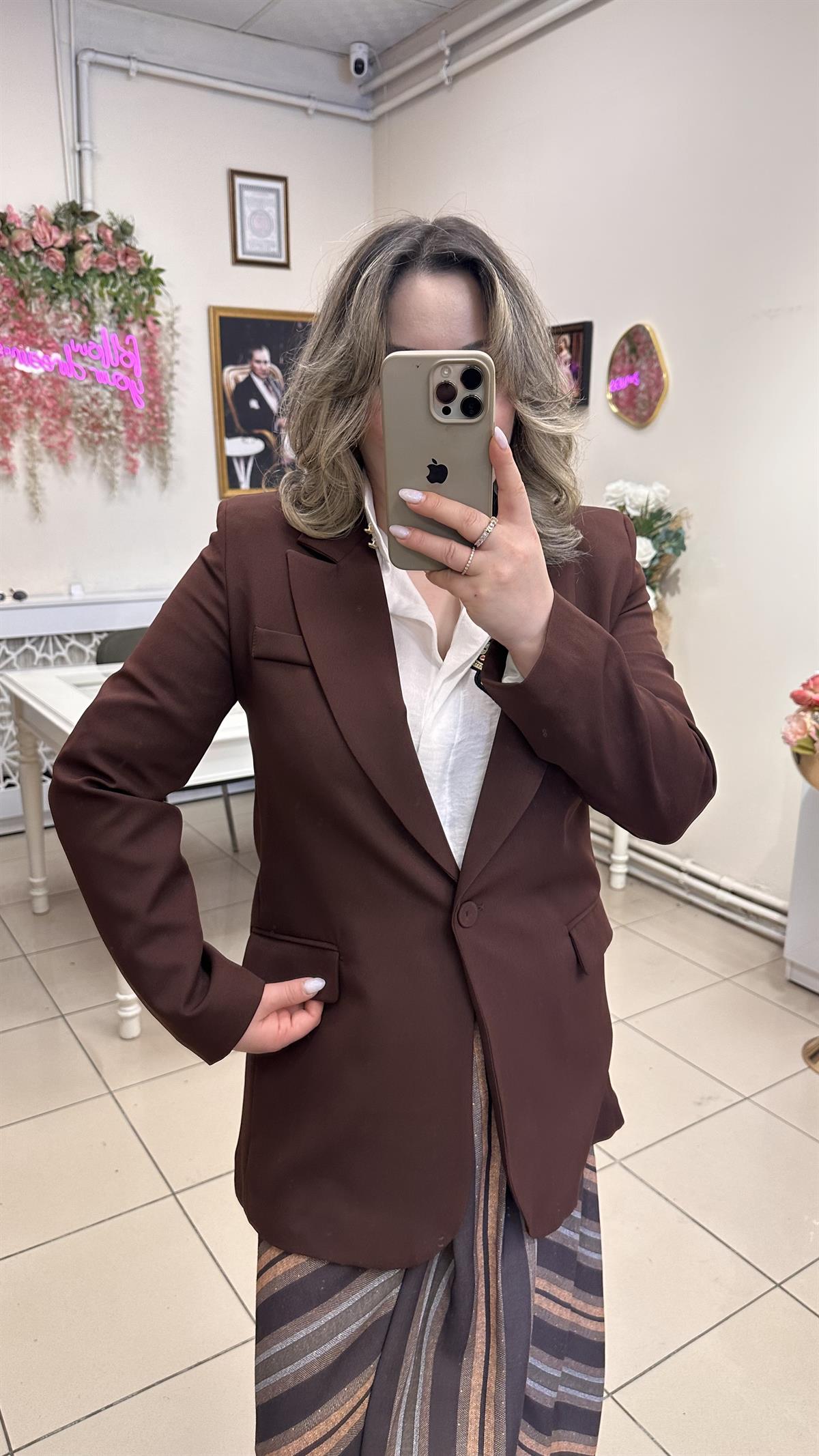 QUZU MARKA BLAZER CEKET ACI KAHVE