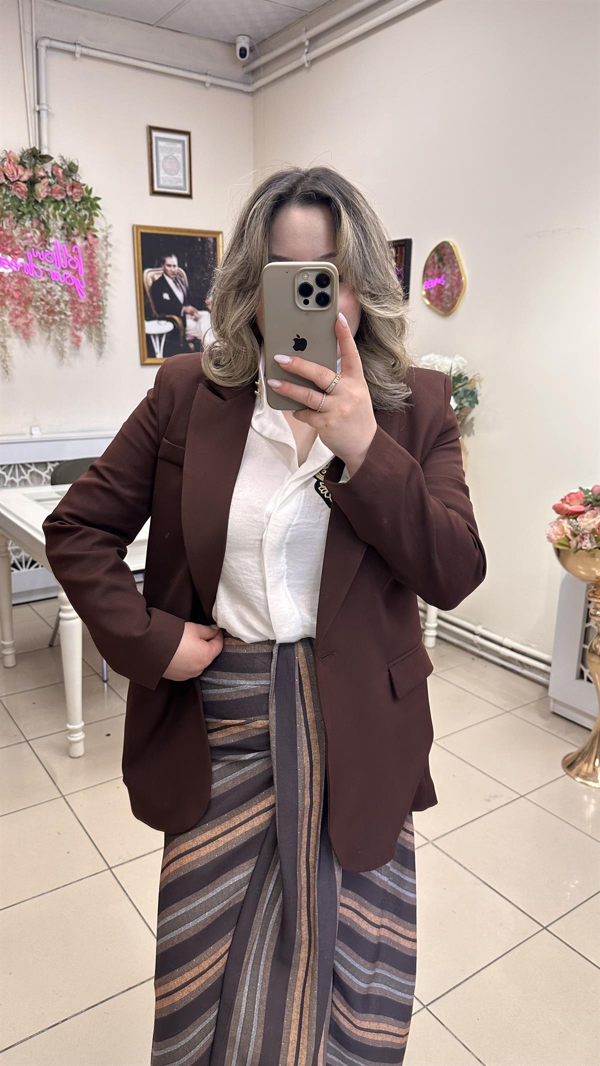 QUZU MARKA BLAZER CEKET ACI KAHVE