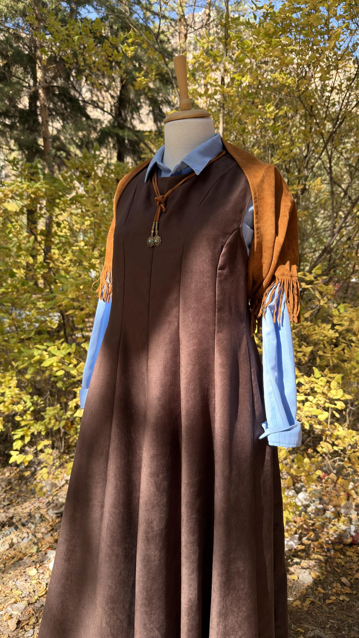 SÜET MİDİBOY ELBİSE KAHVE