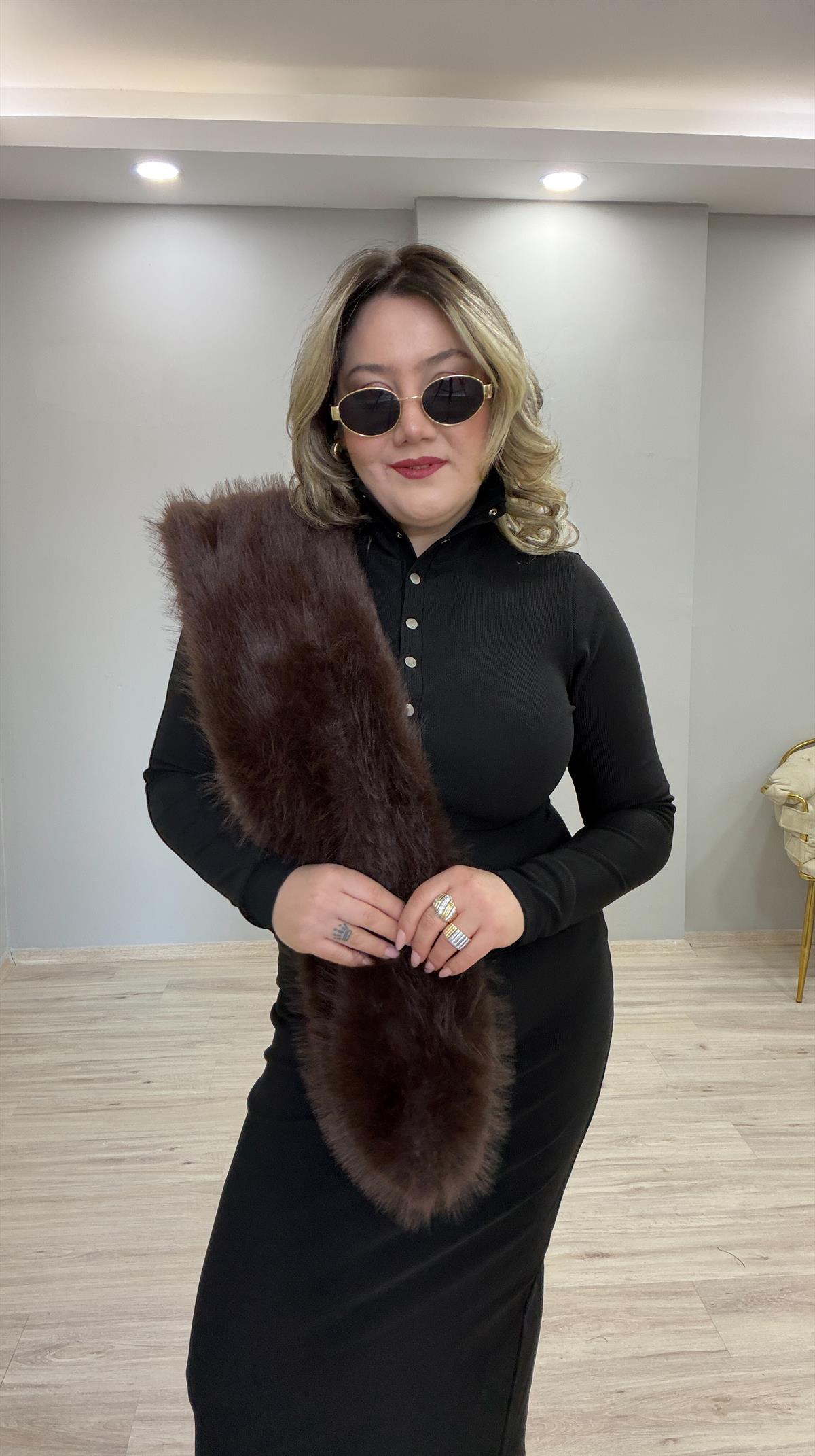 SUNİ KÜRK OTRİŞ ATKI KAHVE