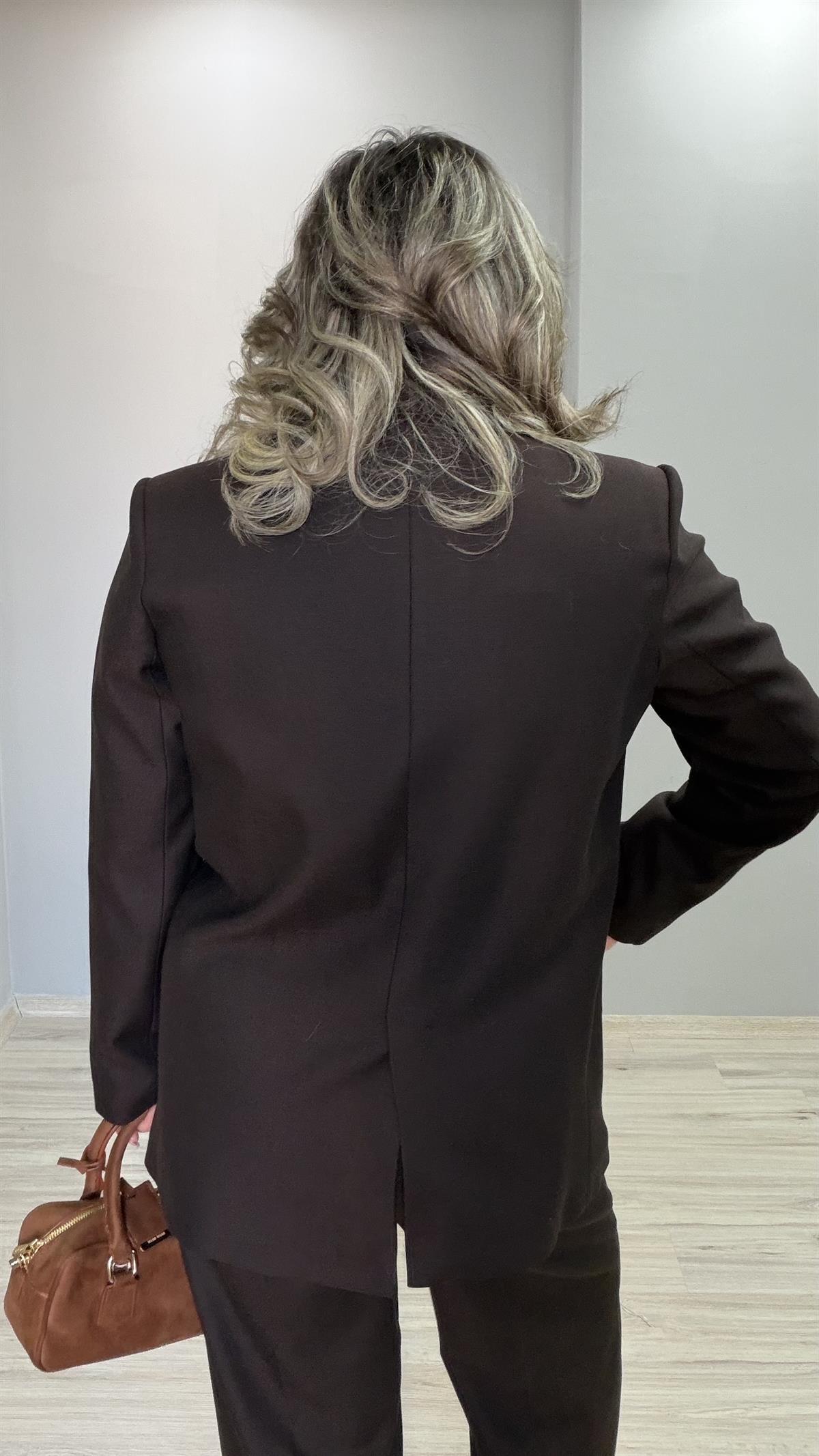 TEK DÜĞMELİ KLASİK BLAZER CEKET ACI KAHVE