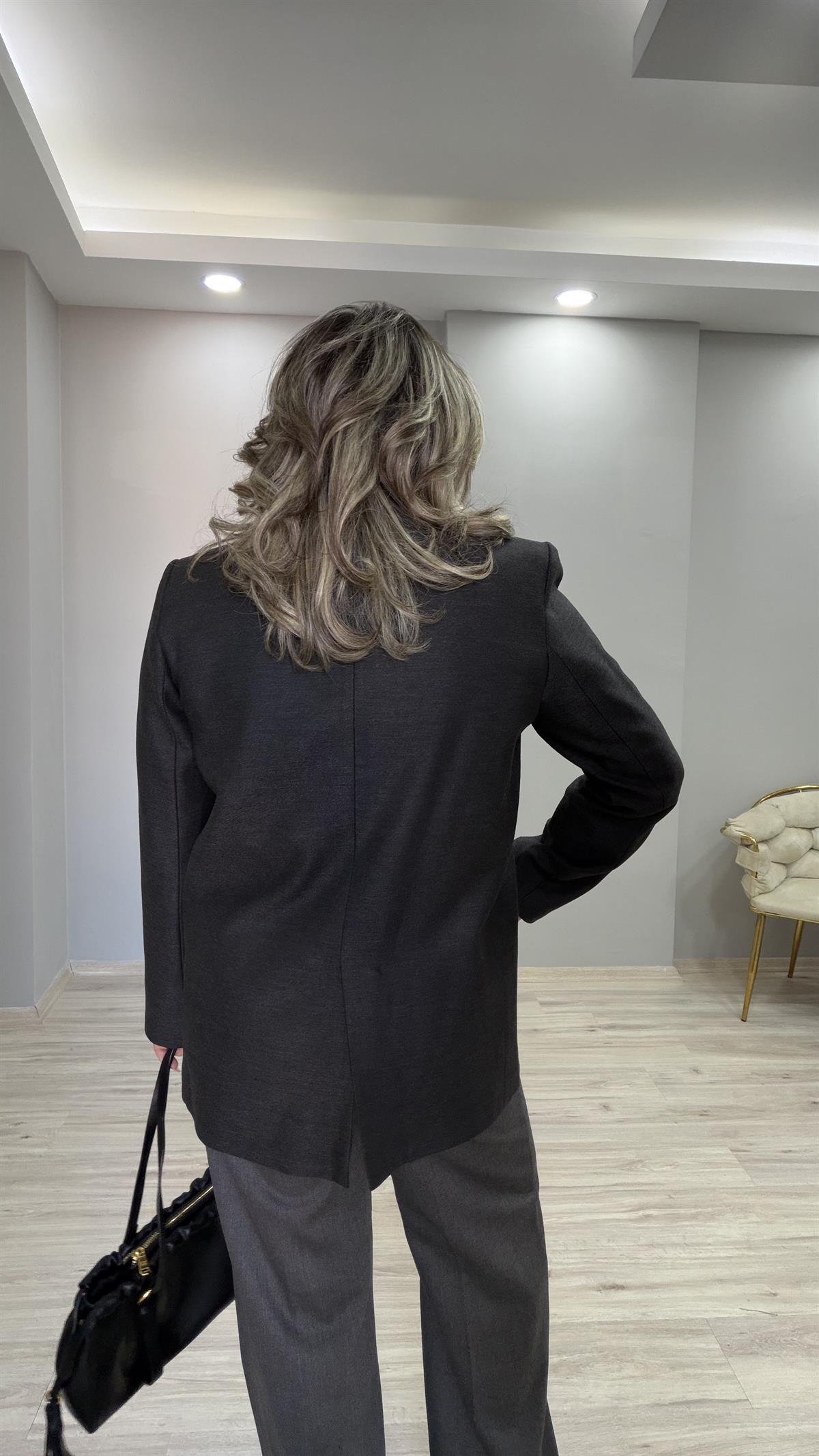 TEK DÜĞMELİ KLASİK BLAZER CEKET ANTRASİT