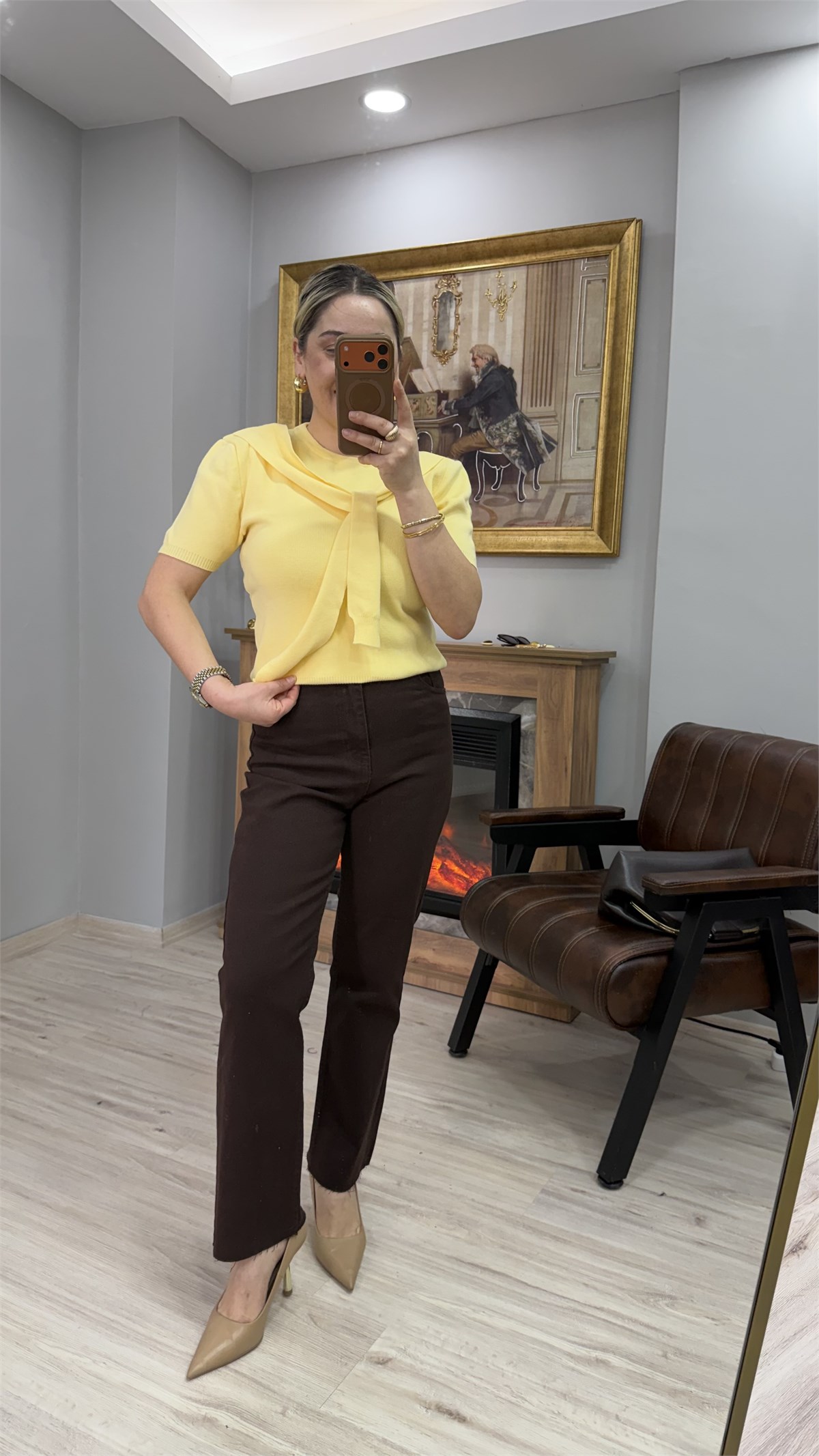 YÜKSEK BEL BOYFİT JEAN KAHVE 