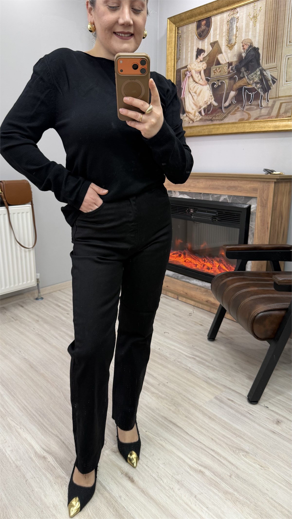 YÜKSEK BEL BOYFİT JEAN SİYAH