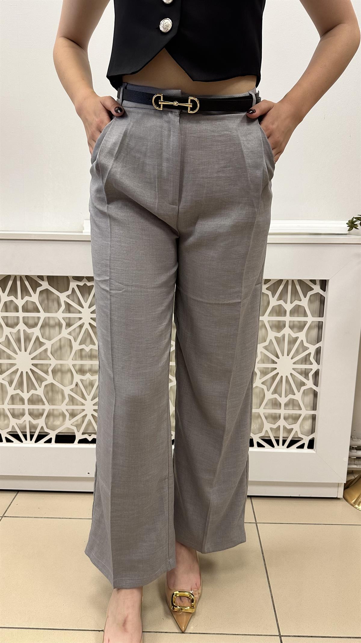 ZR PİLELİ ŞIK PANTOLON GRİ