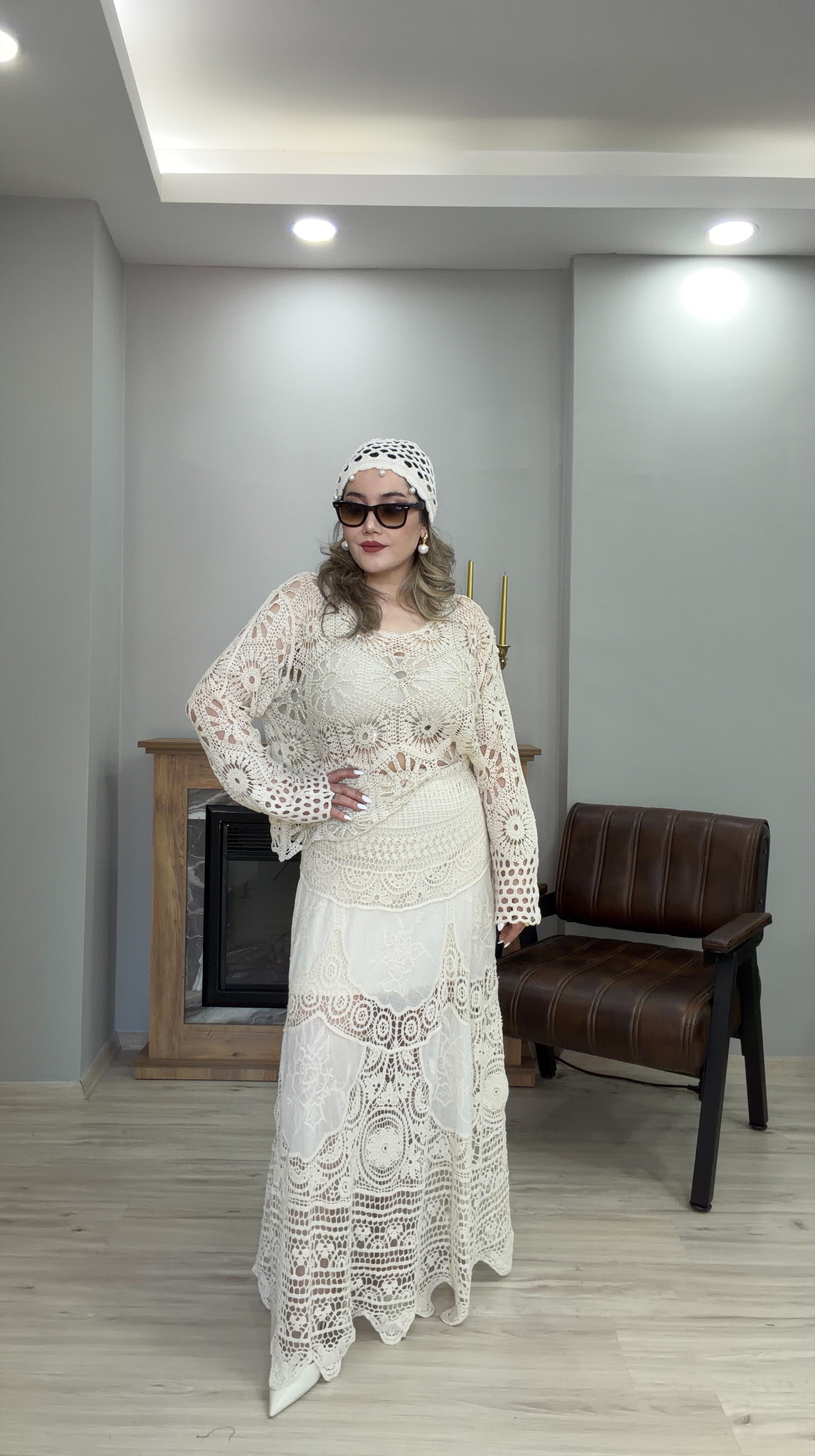 AJURLU FİSTOLU DANTEL TRİKO ETEK 