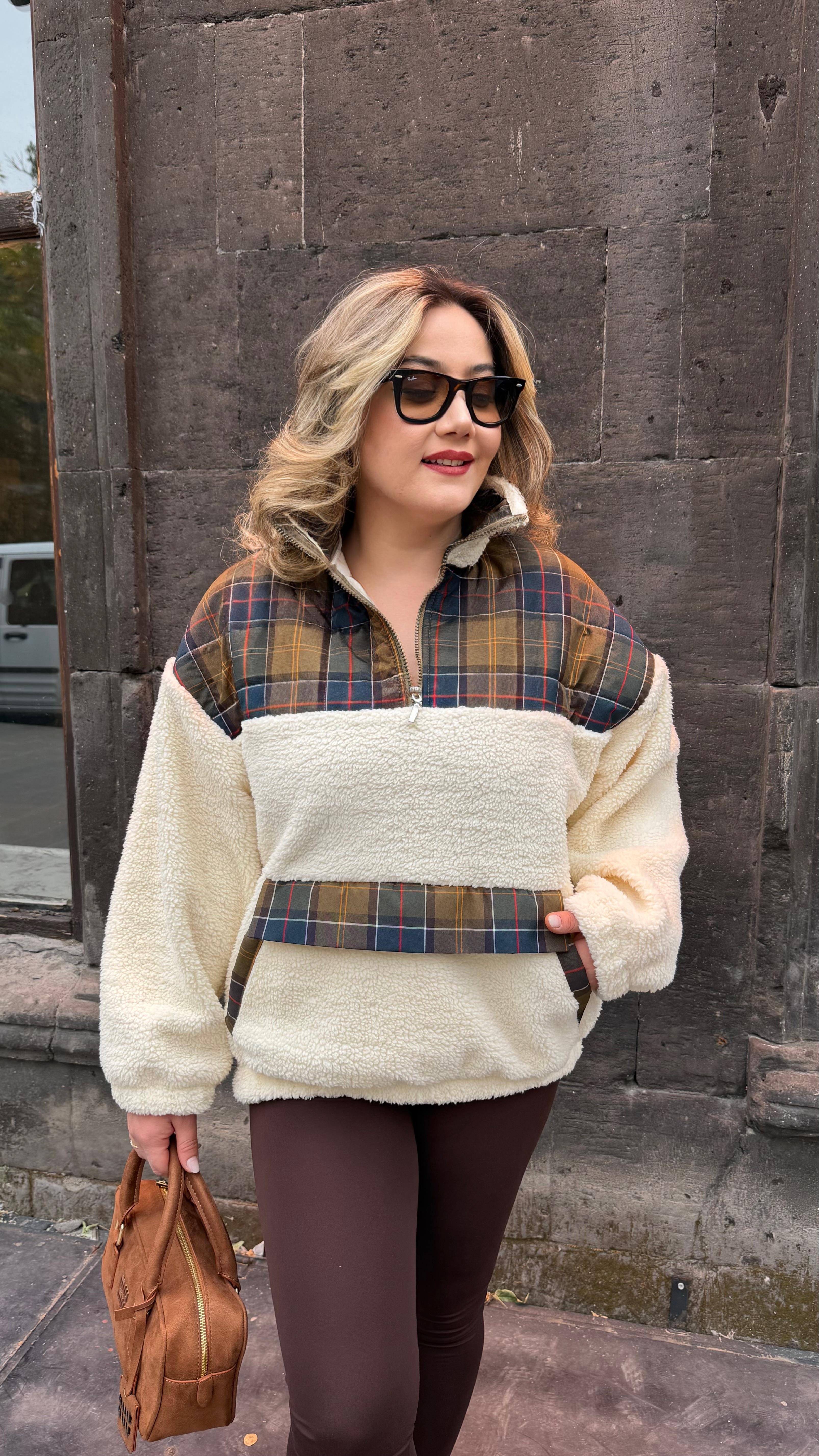 BAKLAVA DESEN PELUŞ SWEAT HAKİ