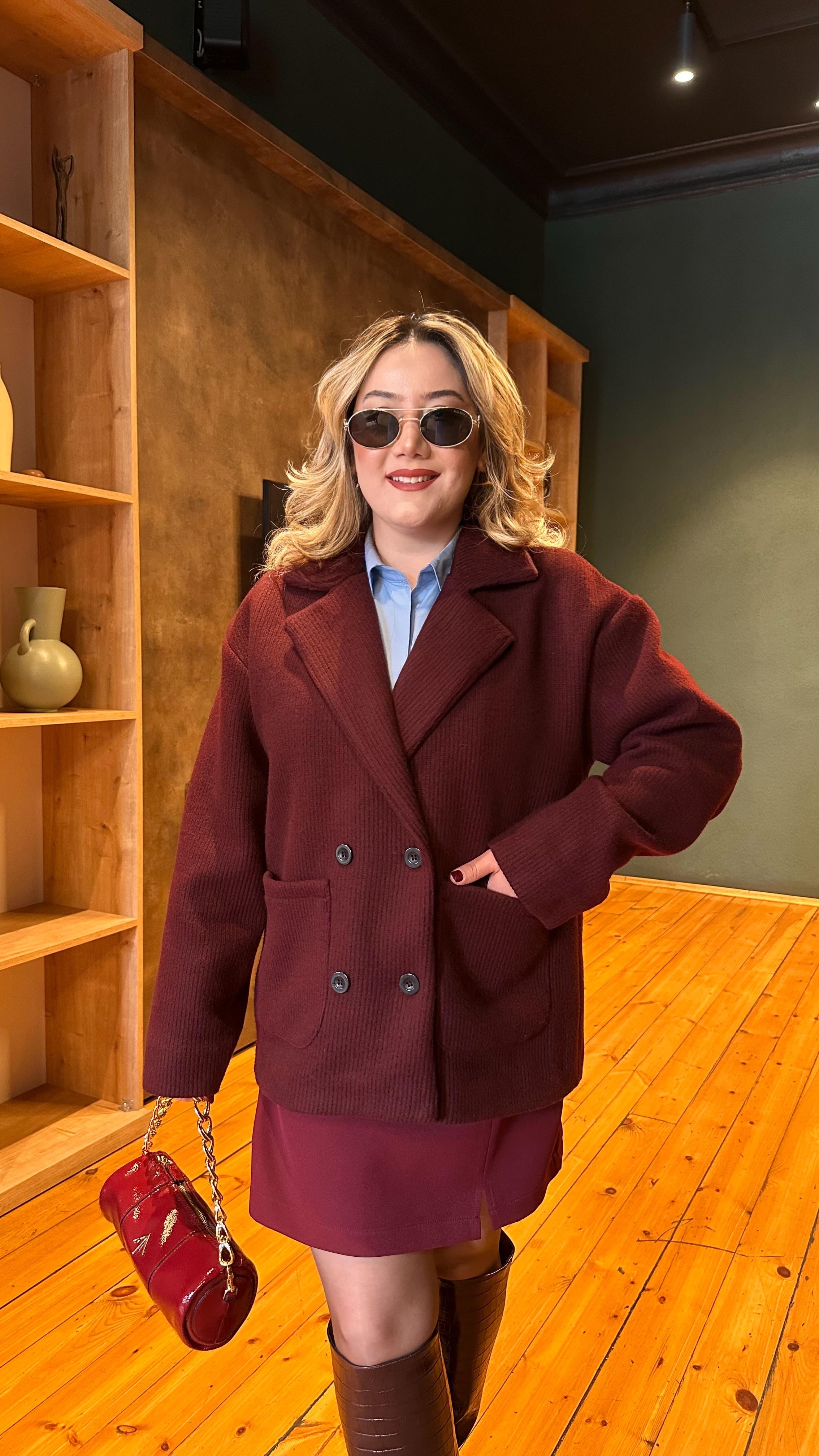BORDO İÇ ASTARLI HIRKA KABAN