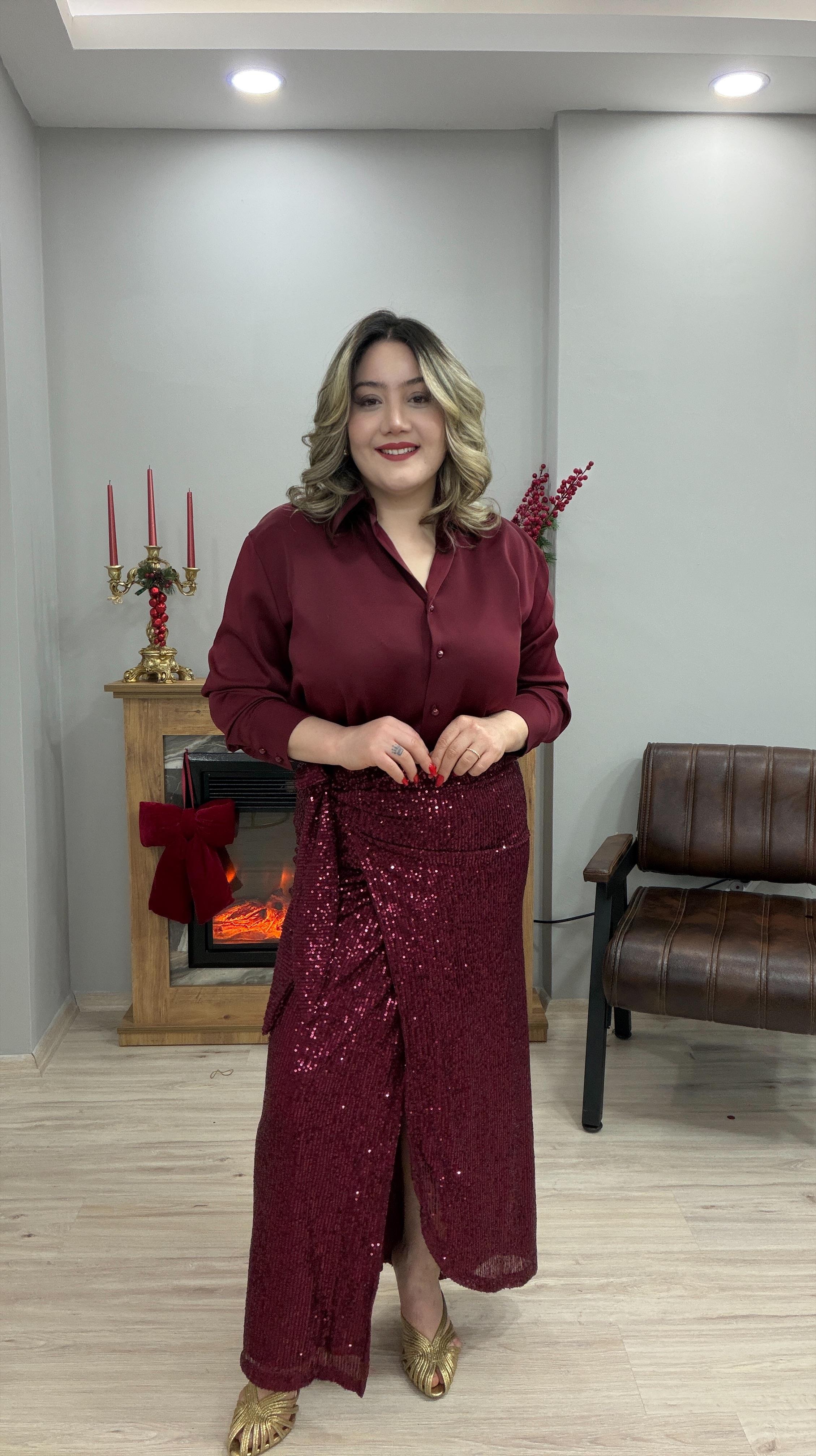BORDO PAYETLİ ANVELOP BAĞLAMALI ETEK