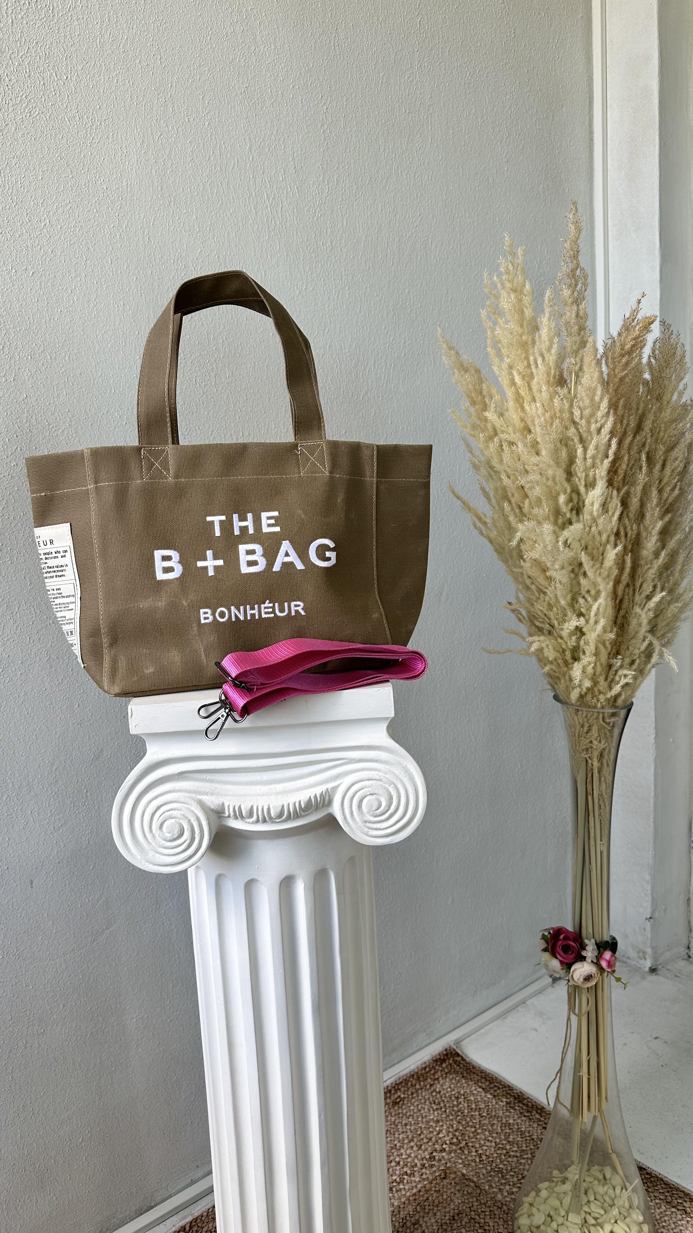 Camel bonjeur kanvas kumaş omuz askılı tote bag çanta