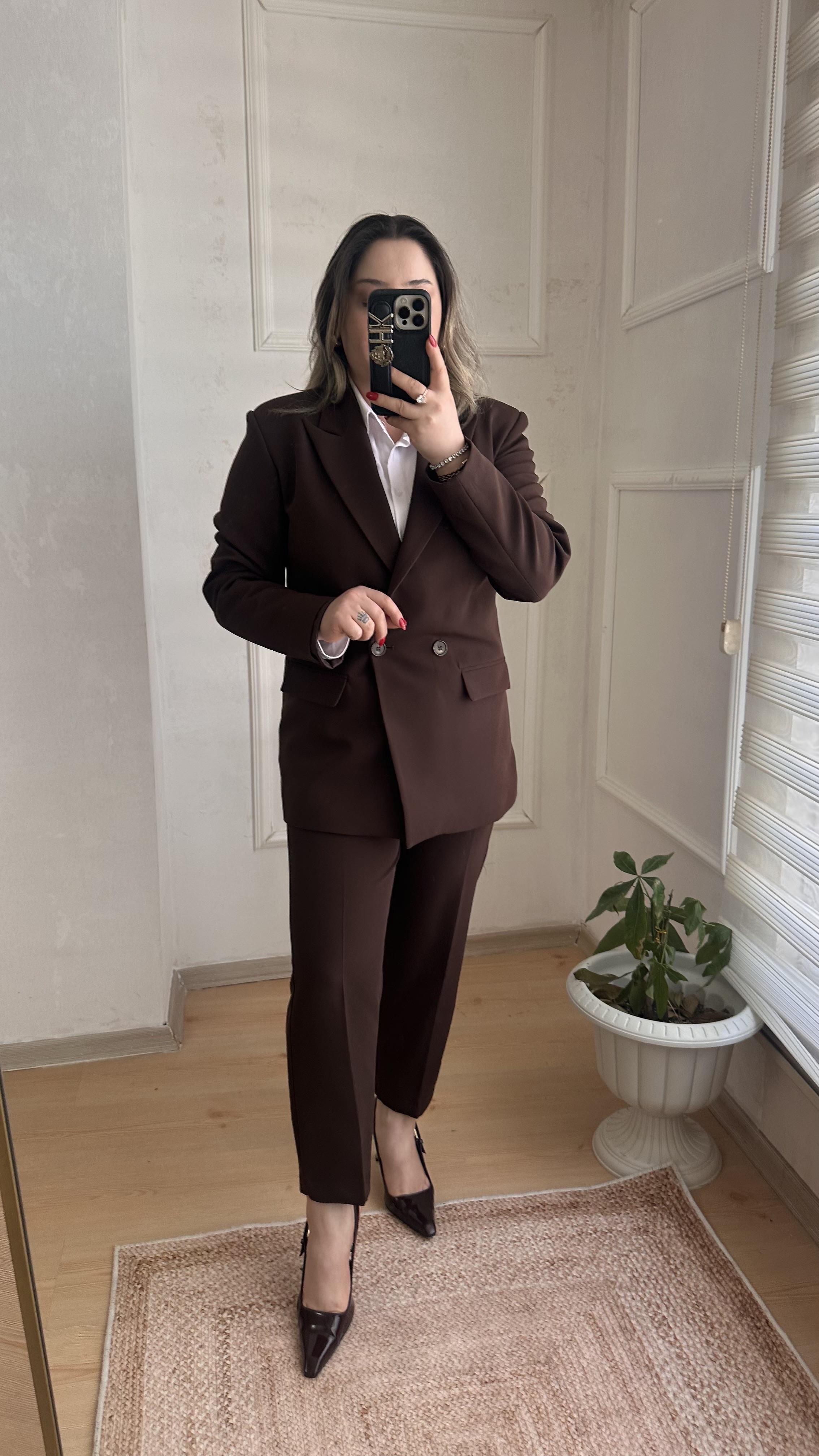 CARROT PANTOLONLU BLAZER CEKET TAKIM ACI KAHVE