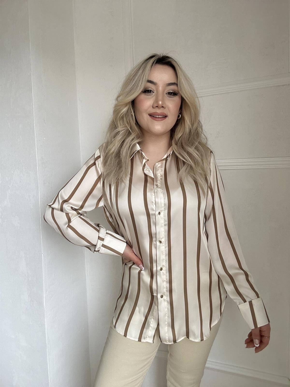 ÇİZGİLİ SATEN GÖMLEK